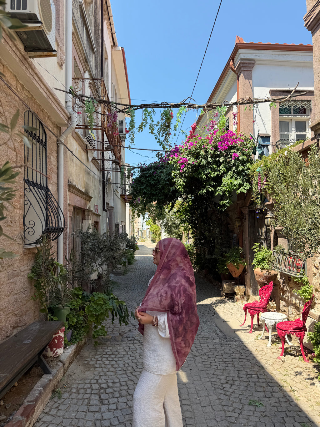 Bloom Desen Müslin Şal Leylak