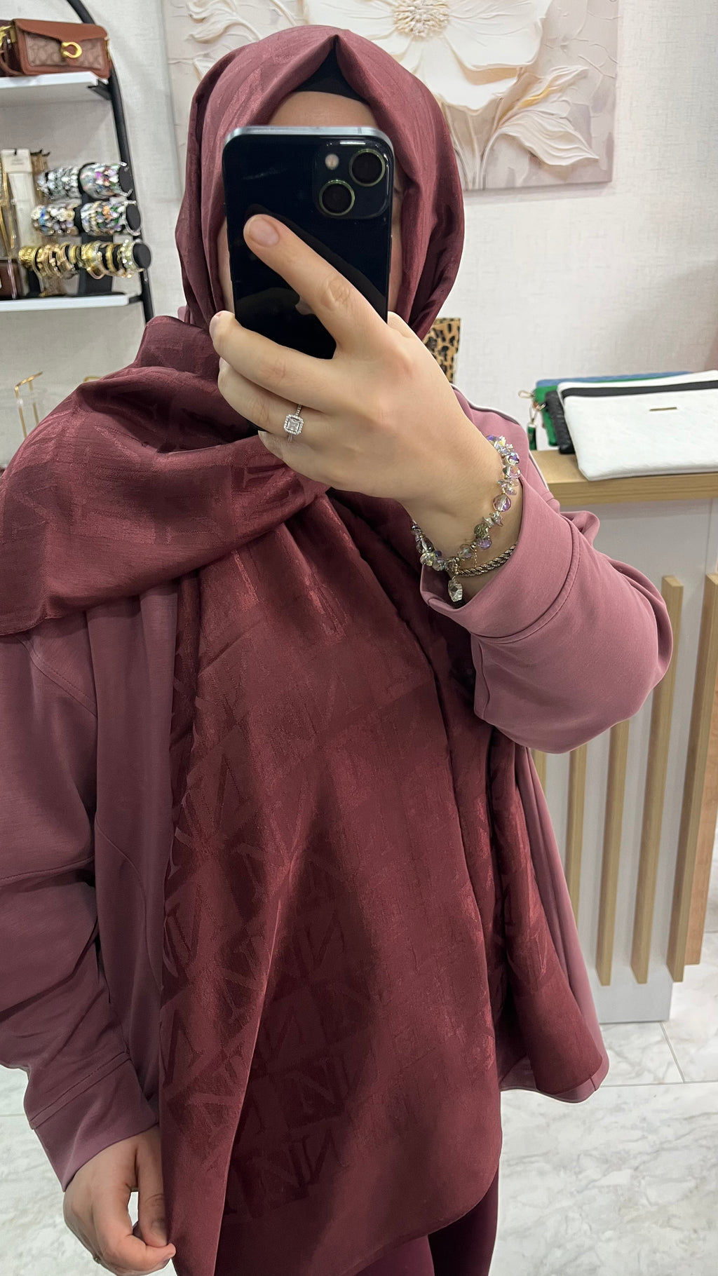 Noura Scarf Naia Şal  Bordo