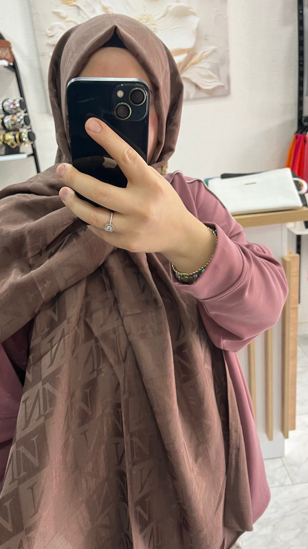 Noura Scarf Naia Şal Koyu Vizon