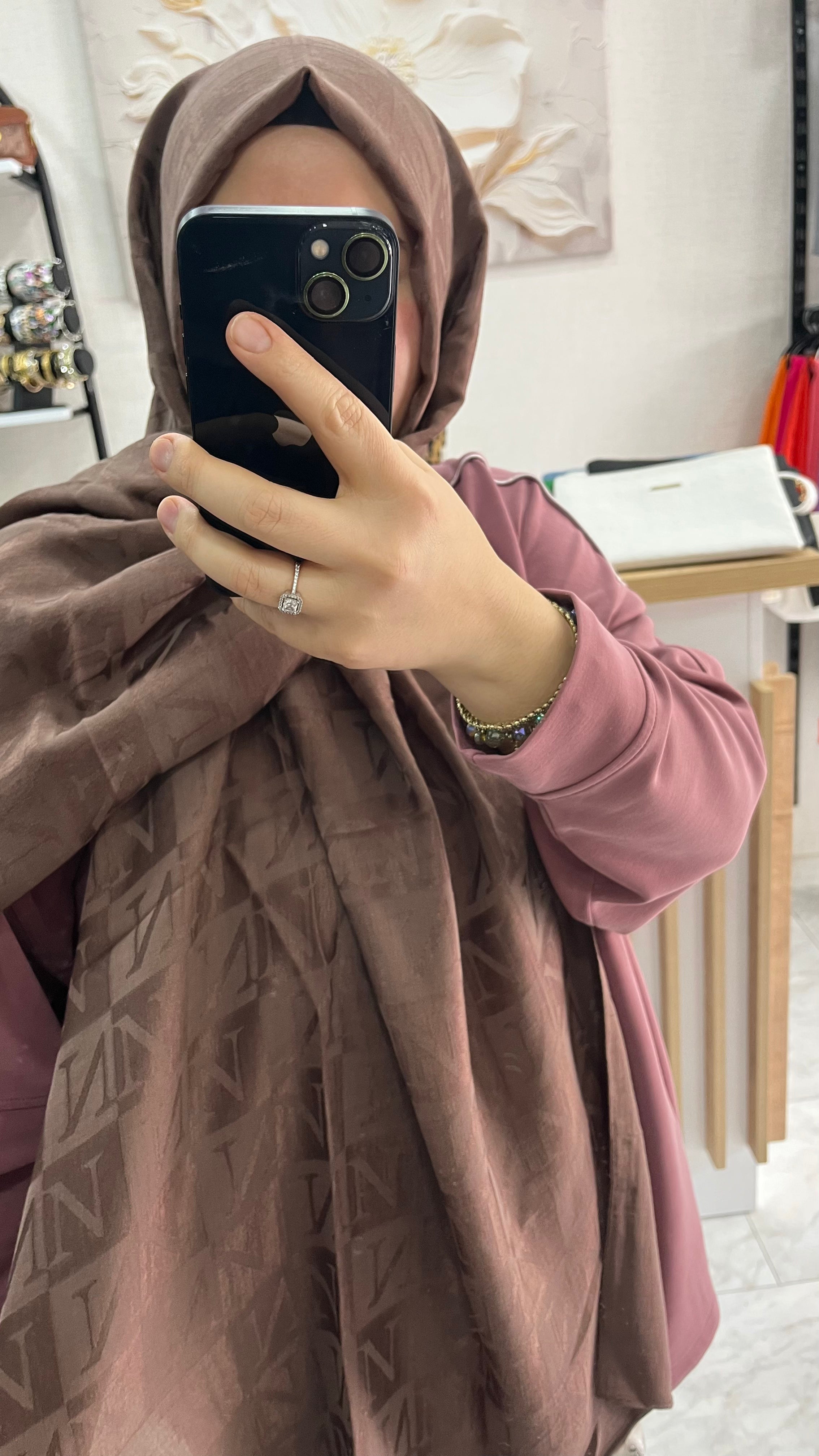 Noura Scarf Naia Şal Koyu Vizon