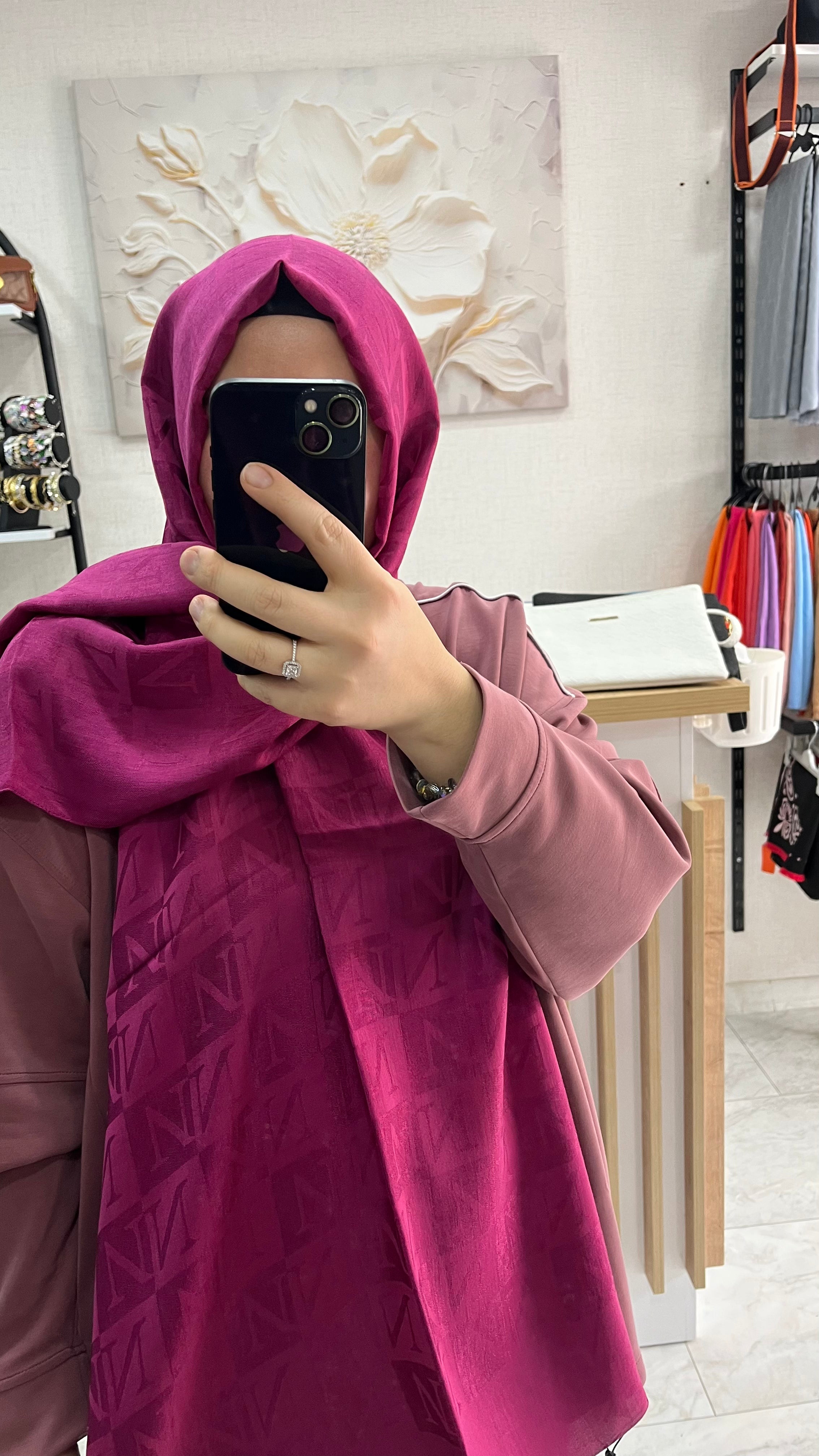 Noura Scarf Naia Şal Fuşya