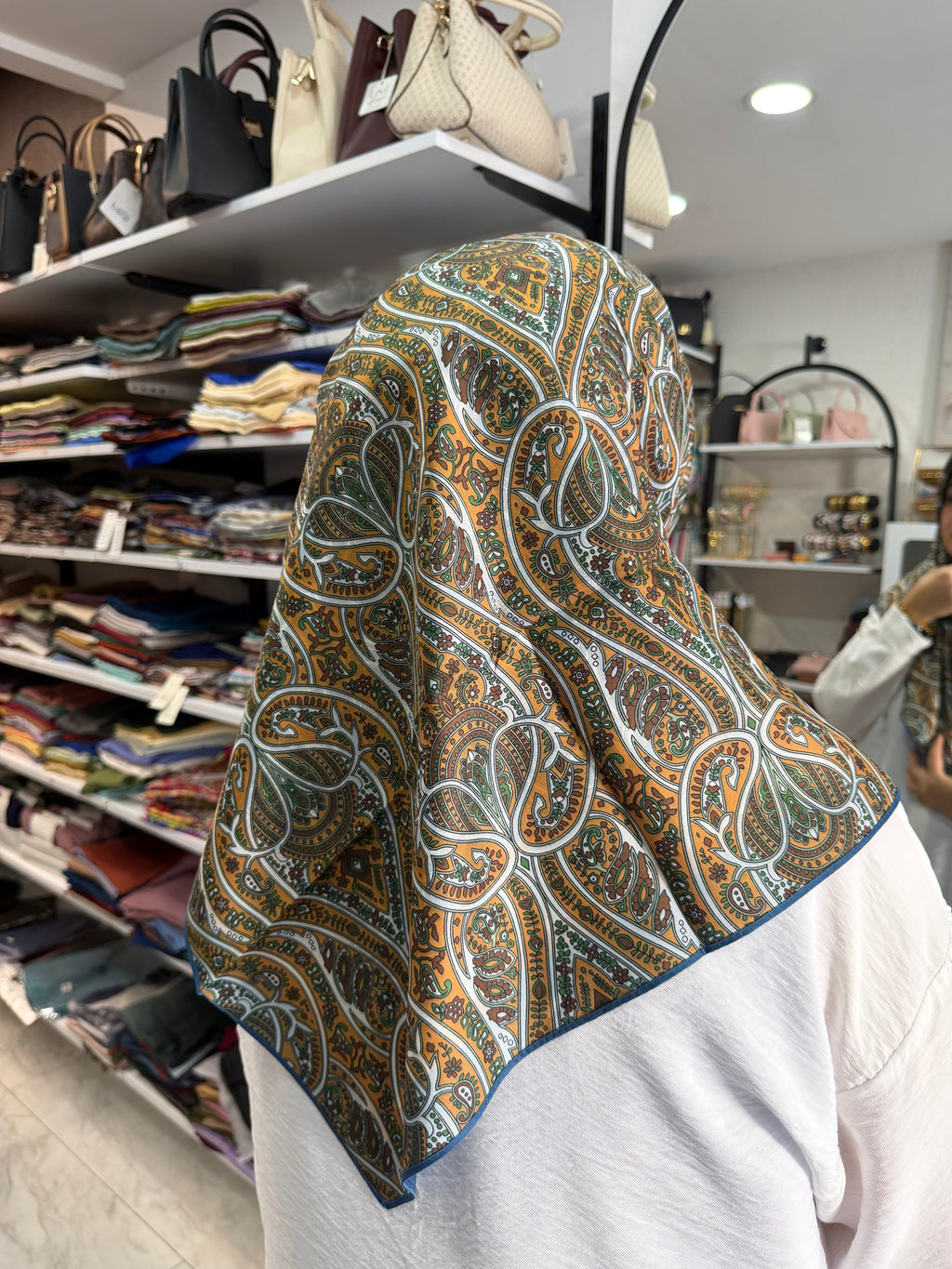 İthal Çift Taraflı Twill Eşarp Kot Mavi