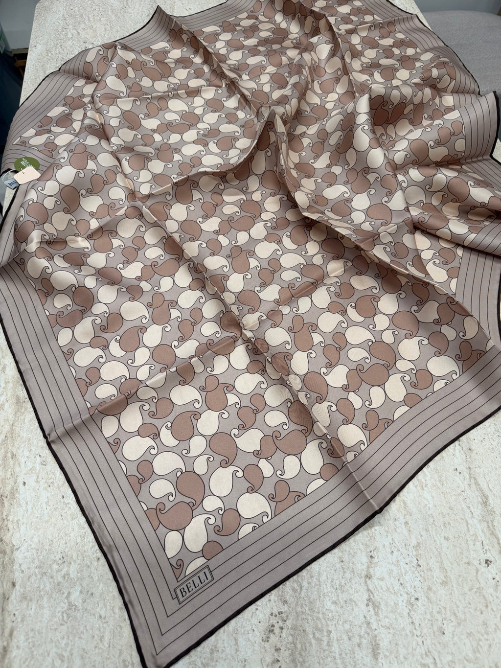 Belli Twill İpek Eşarp Vizon