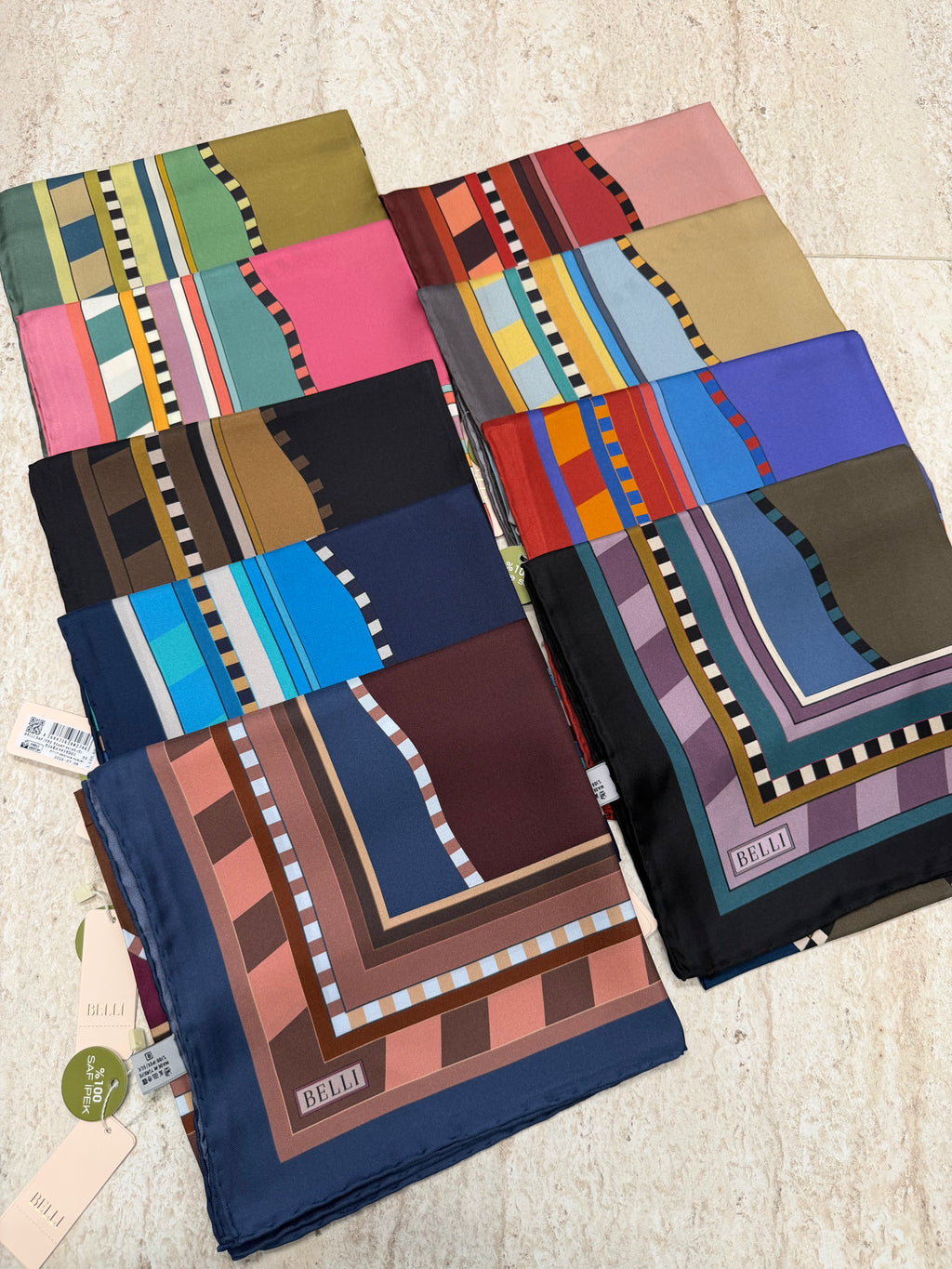 Belli Twill İpek Eşarp Mavi