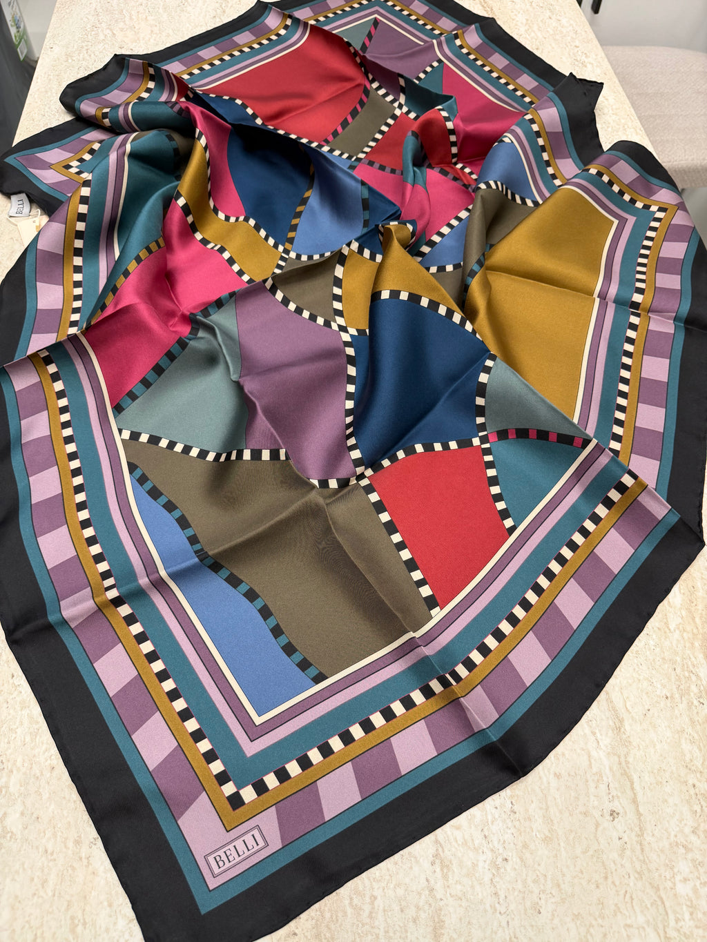 Belli Twill İpek Eşarp Koyu Gül