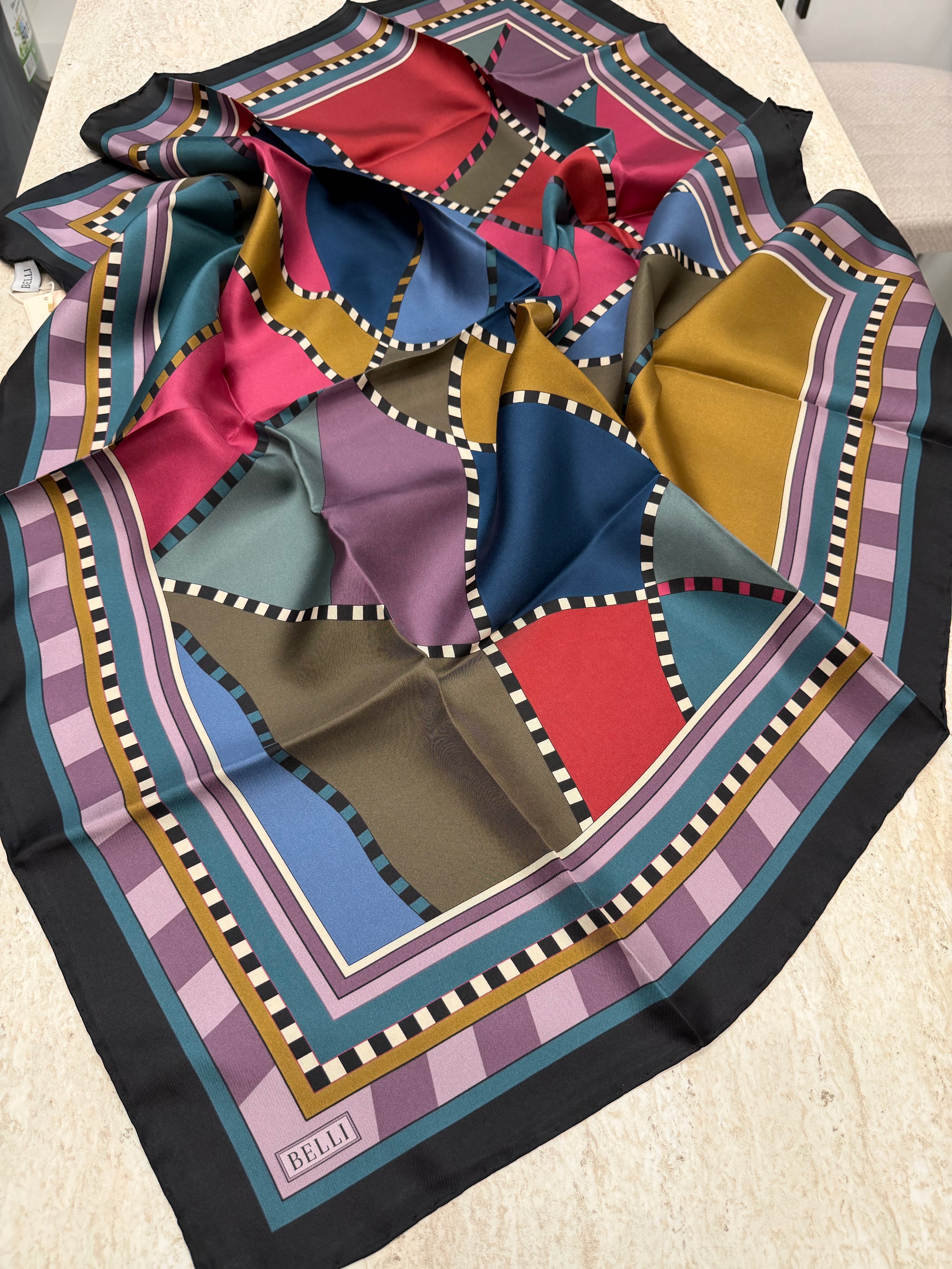 Belli Twill İpek Eşarp Koyu Gül