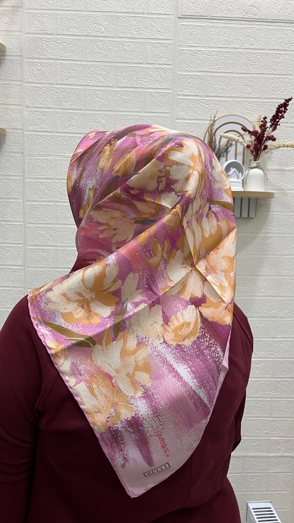 BELLI '25 Kış Twill İpek Eşarp Pembe