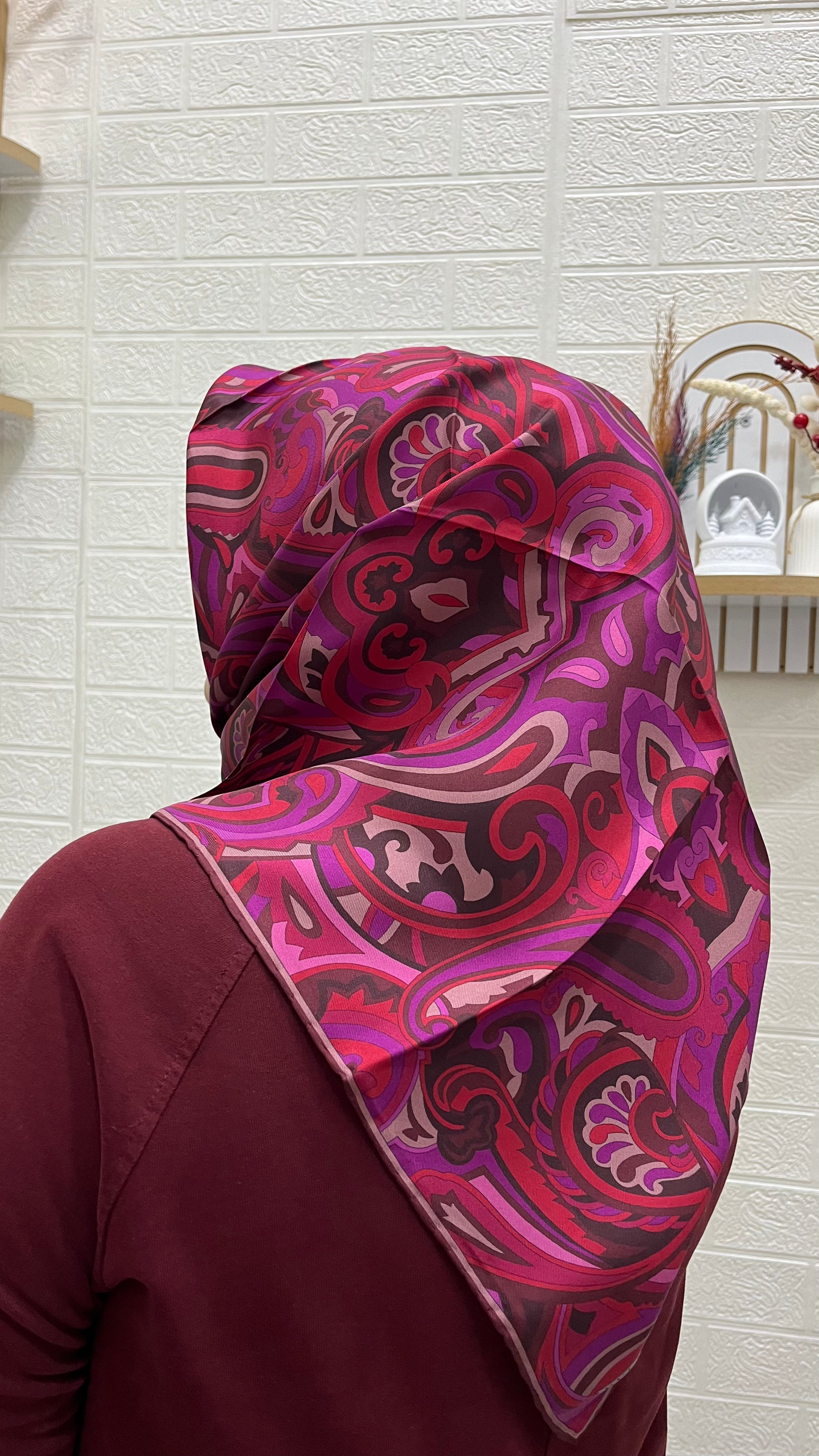 BELLI '25 Kış Twill İpek Eşarp Bordo