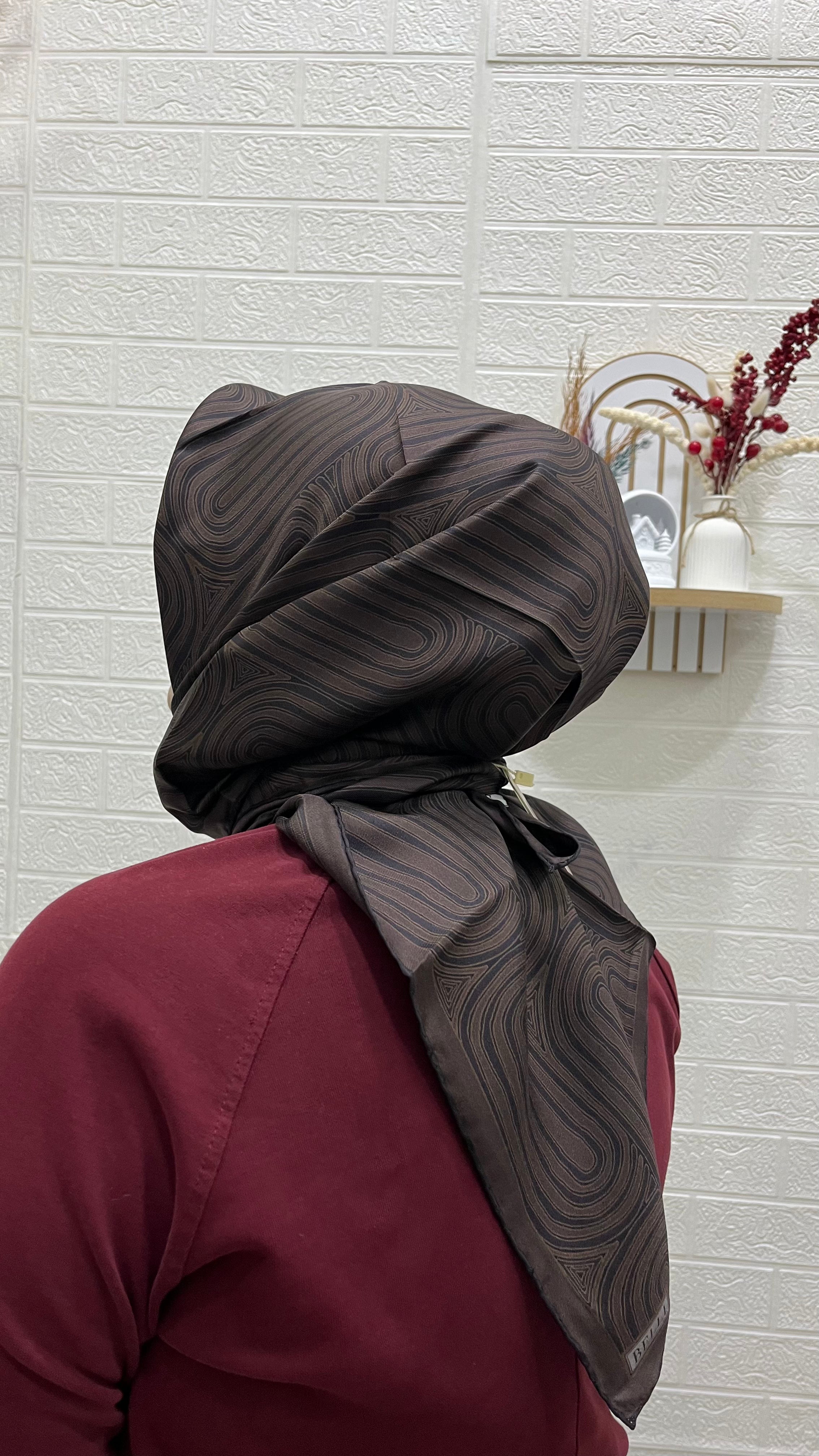 BELLI '25 Kış Twill İpek Eşarp Acı Kahve