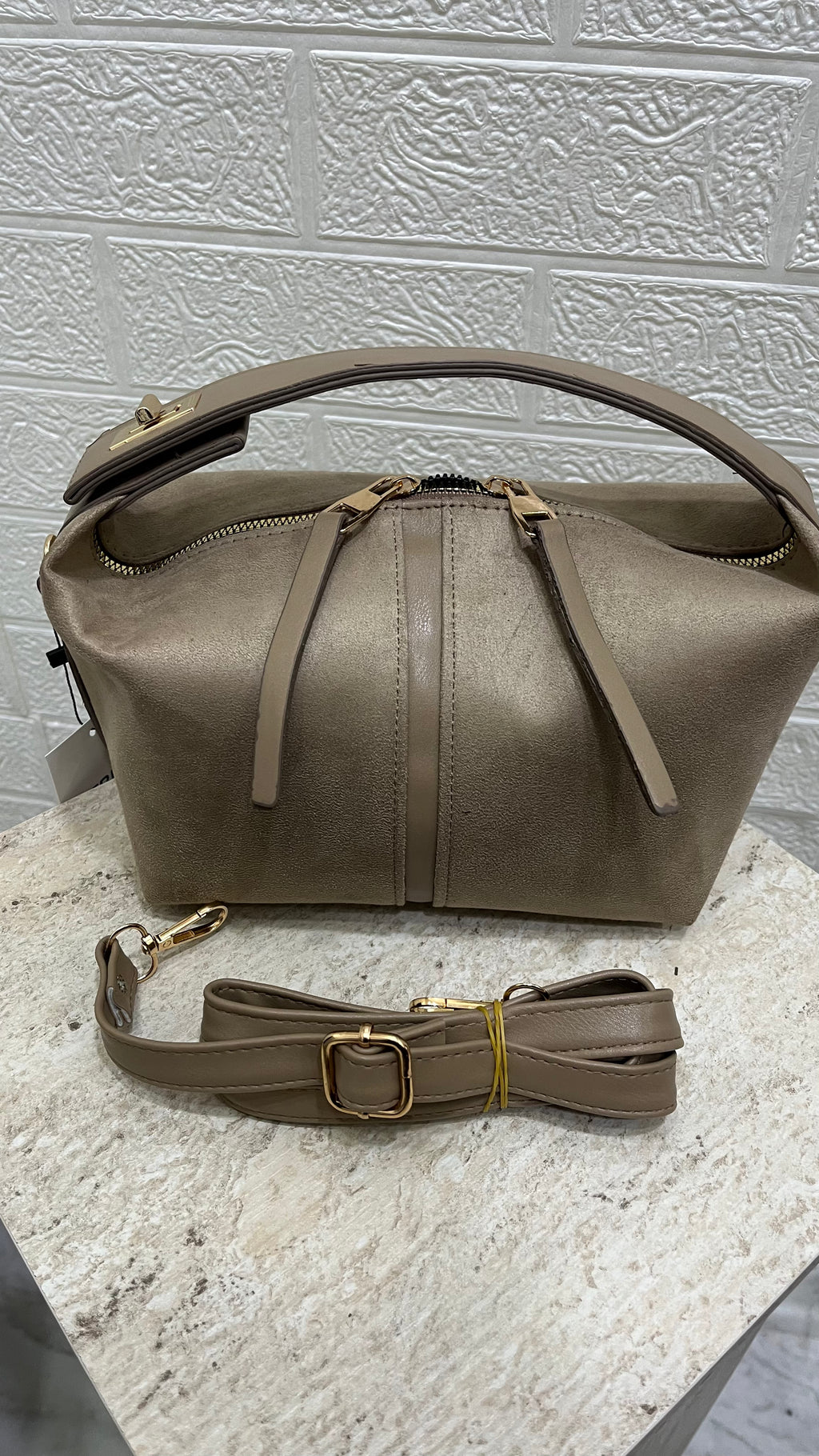 Süet Çanta Koyu Bej