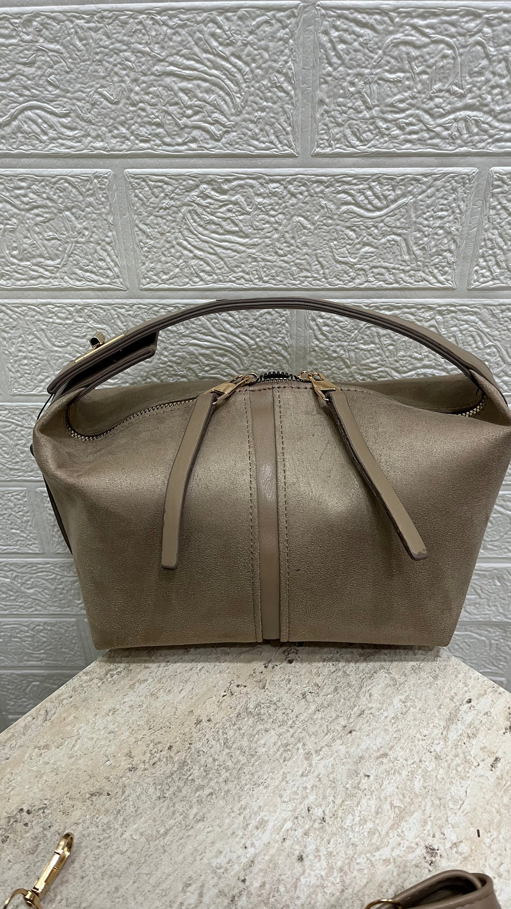 Süet Çanta Koyu Bej