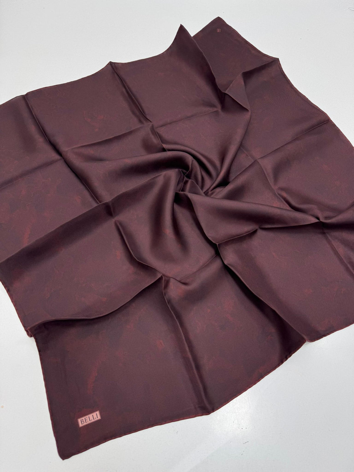 Belli'27 Kış Twill İpek Eşarp Koyu Bordo