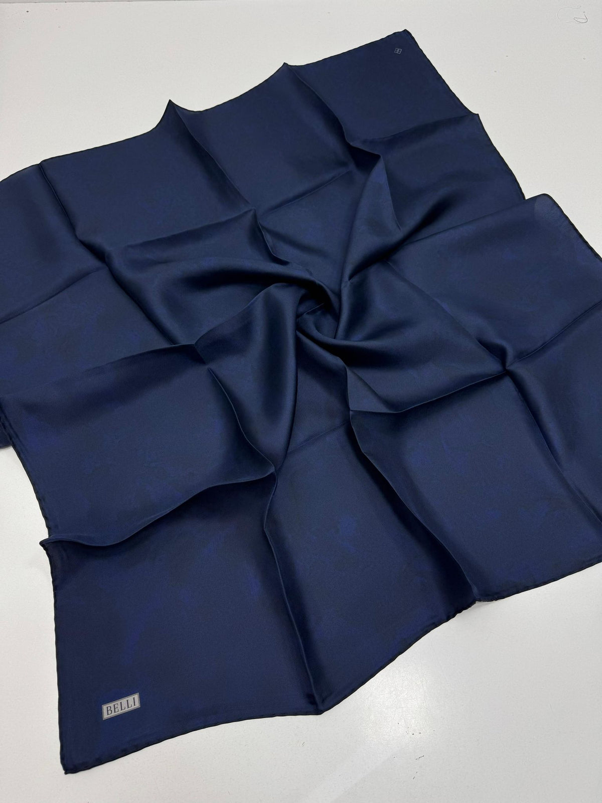 Belli'27 Kış Twill İpek Eşarp Lacivert