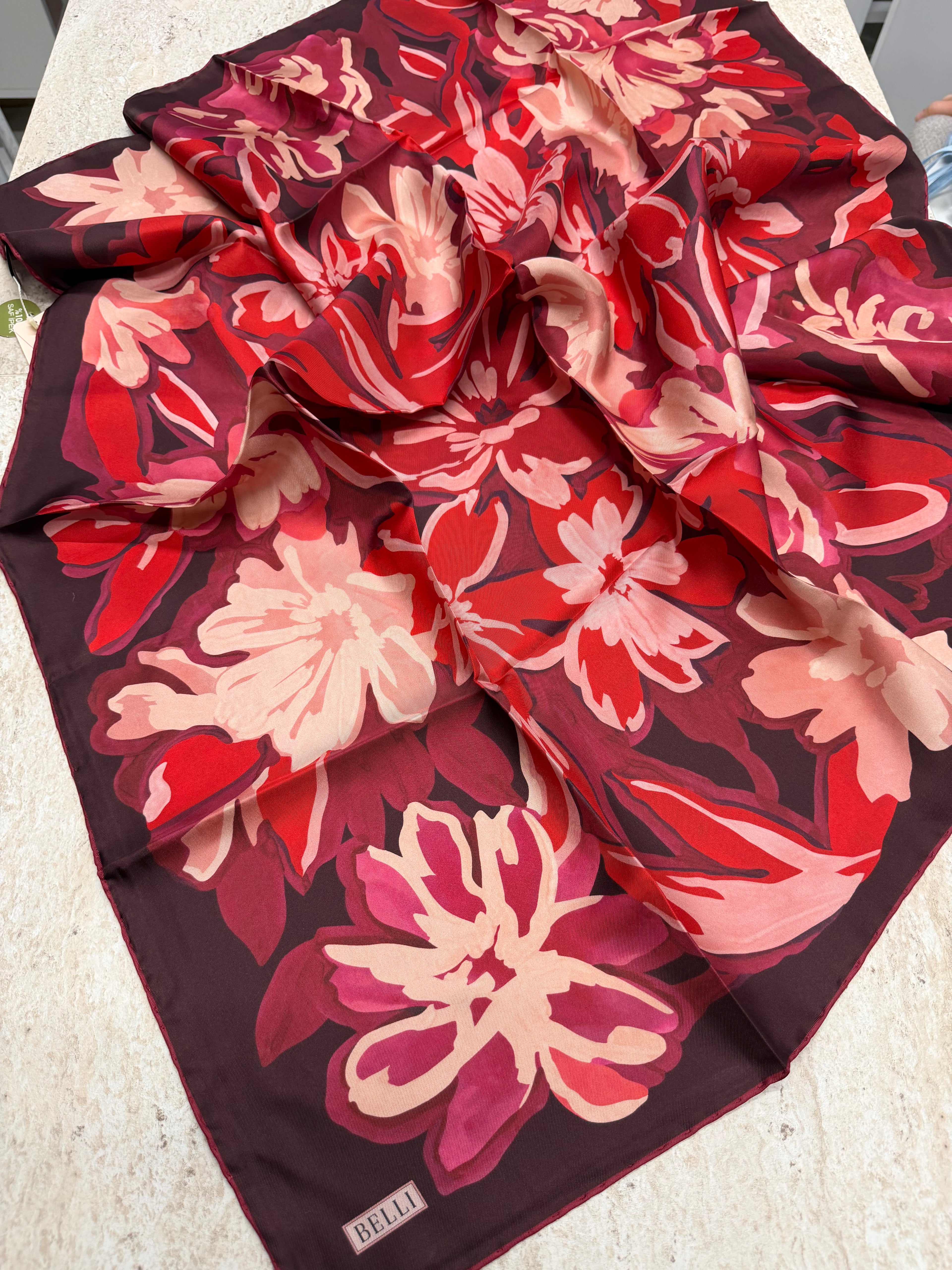 Belli'27 Kış Twill İpek Eşarp Koyu Bordo