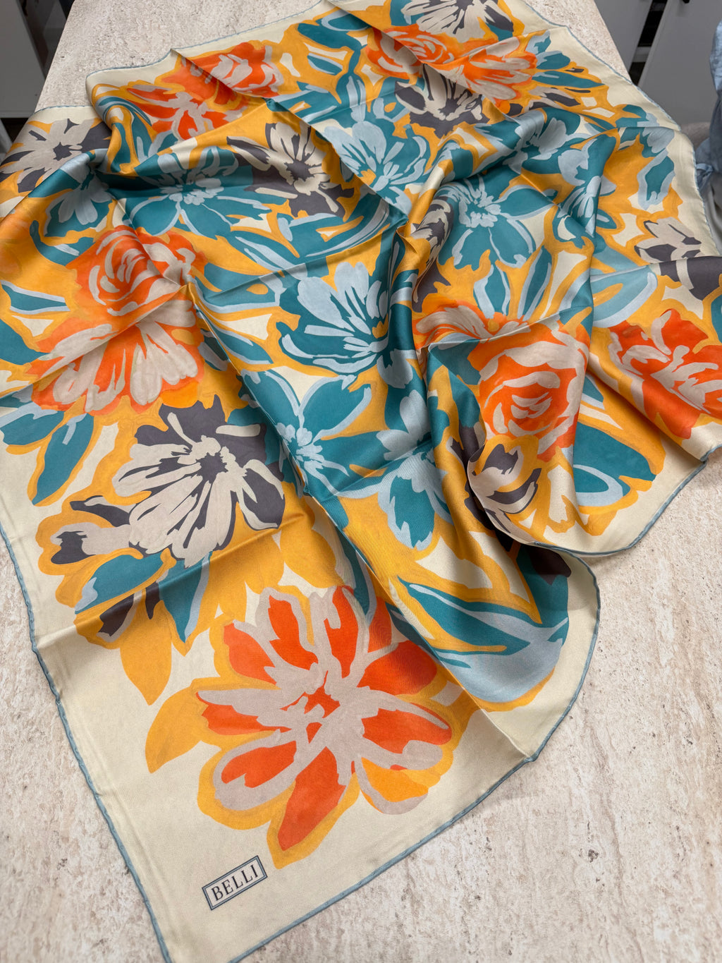 Belli'27 Kış Twill İpek Eşarp Oranj