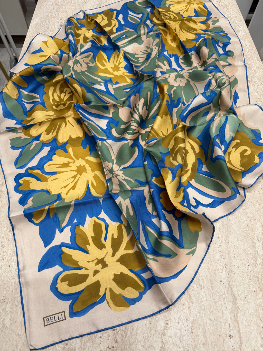 Belli'27 Kış Twill İpek Eşarp Yeşil