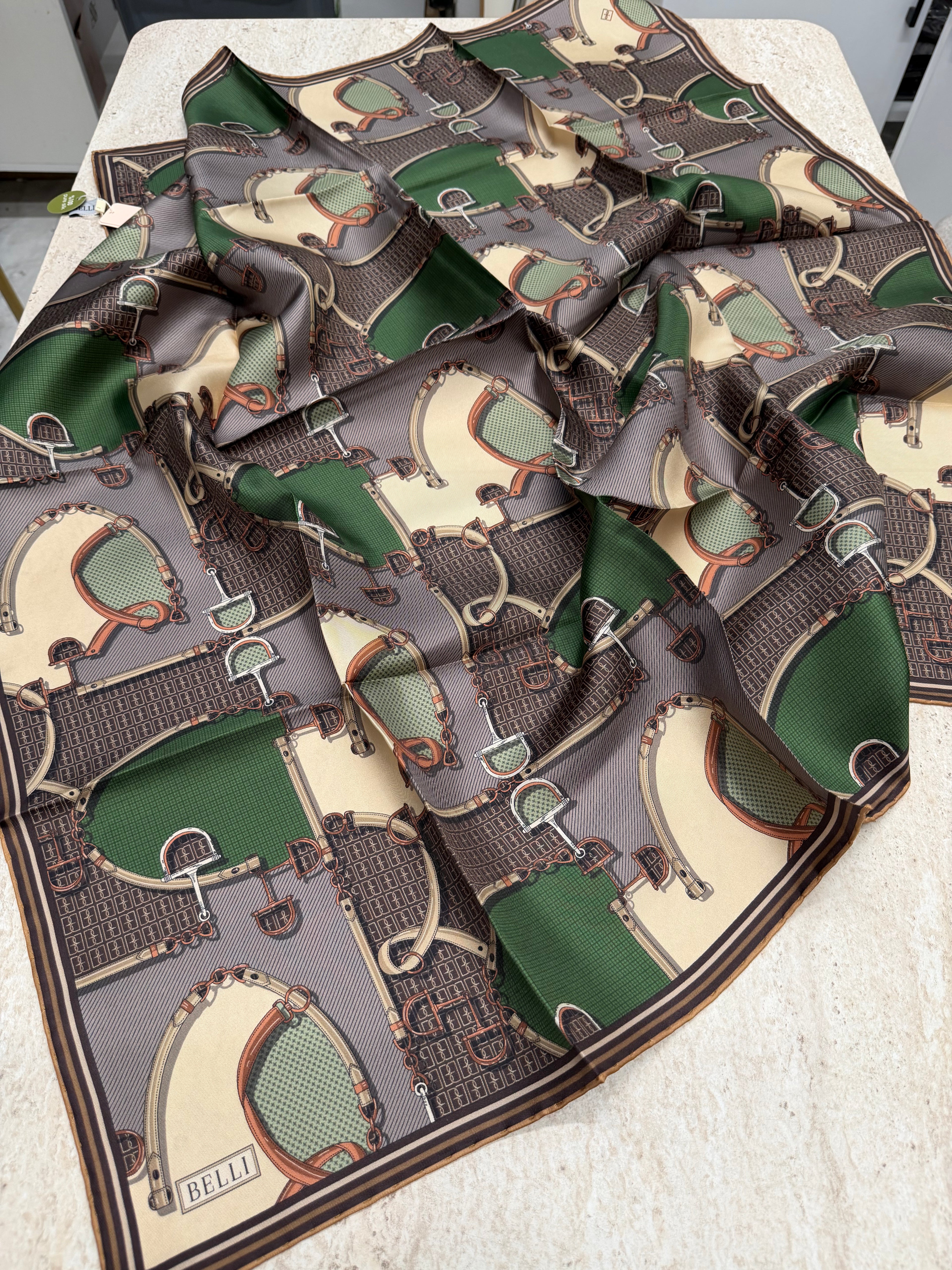 Belli'27 Kış Twill İpek Eşarp Kahve