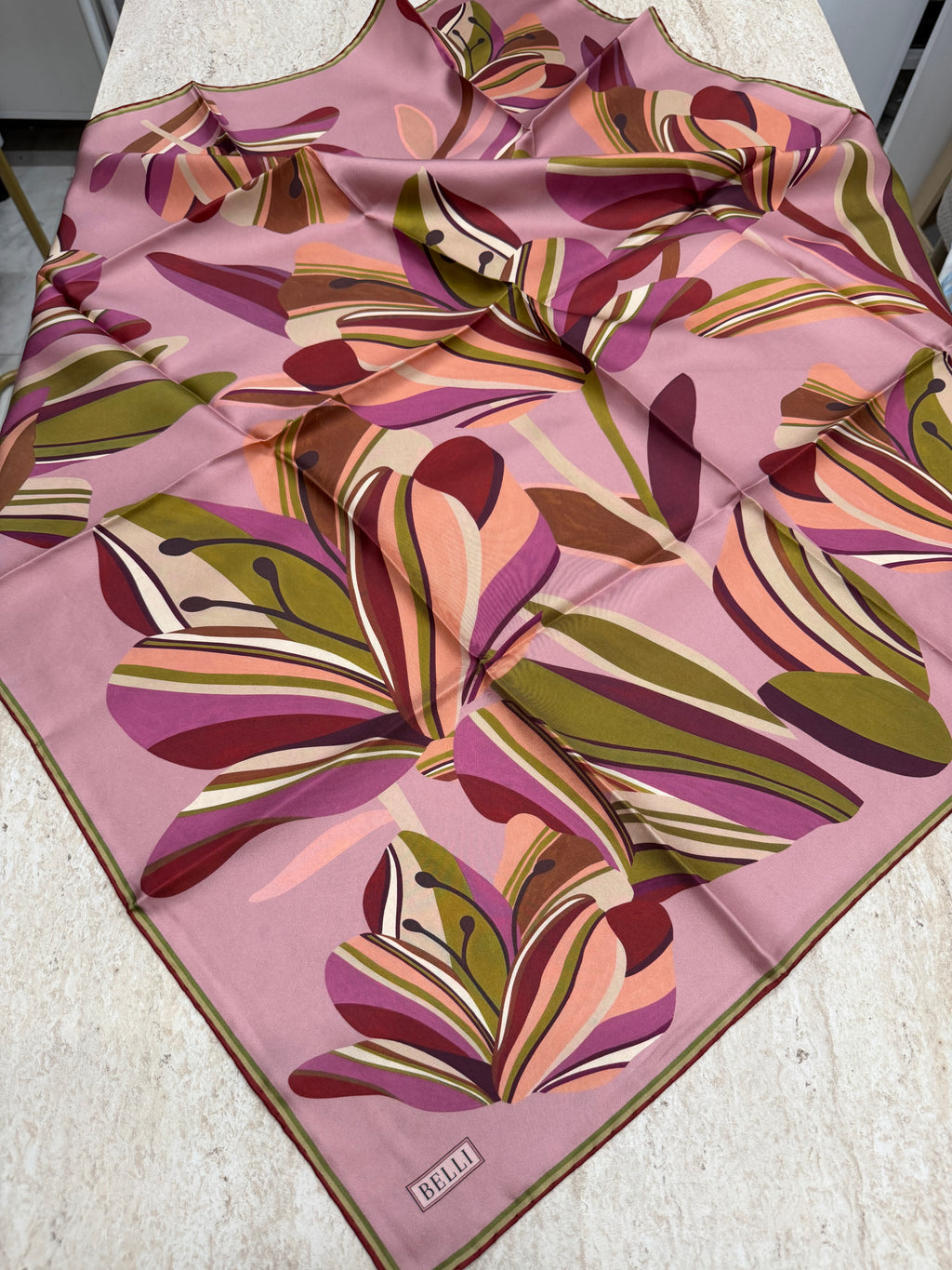 Belli'27 Kış Twill İpek Eşarp Şeker Pembe