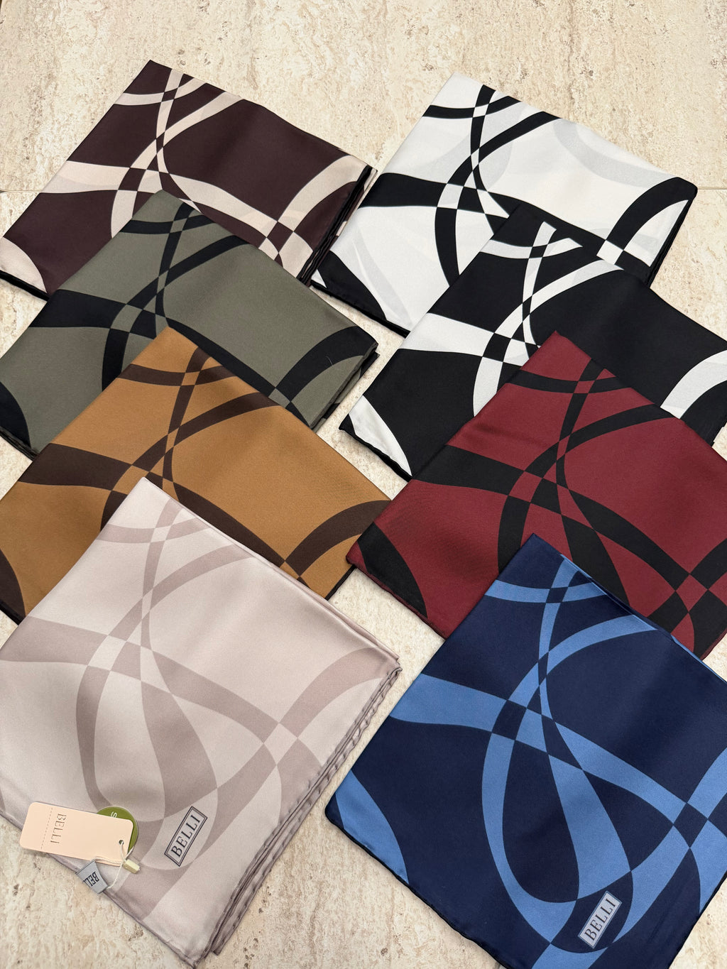 Belli'27 Kış Twill İpek Eşarp Siyah-Beyaz