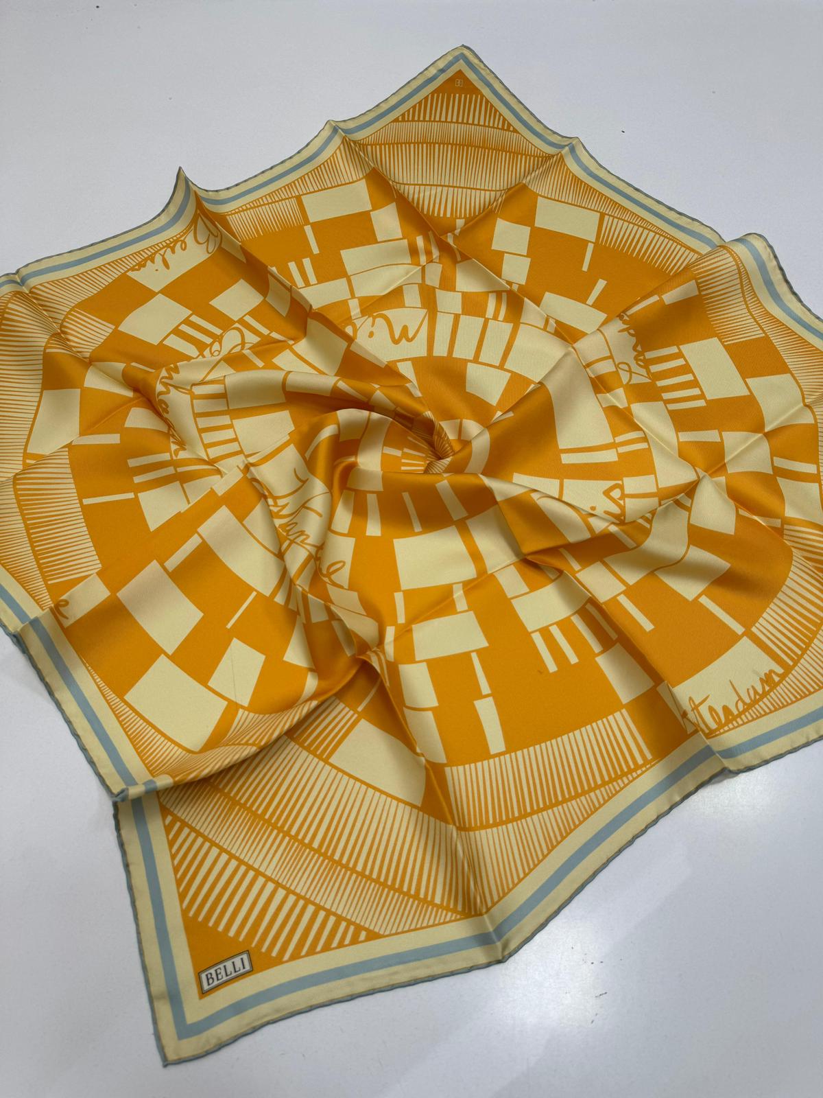 Belli'27 Kış Twill İpek Eşarp Safran