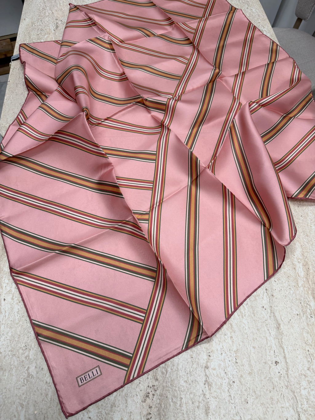 Belli'27 Kış Twill İpek Eşarp Pembe