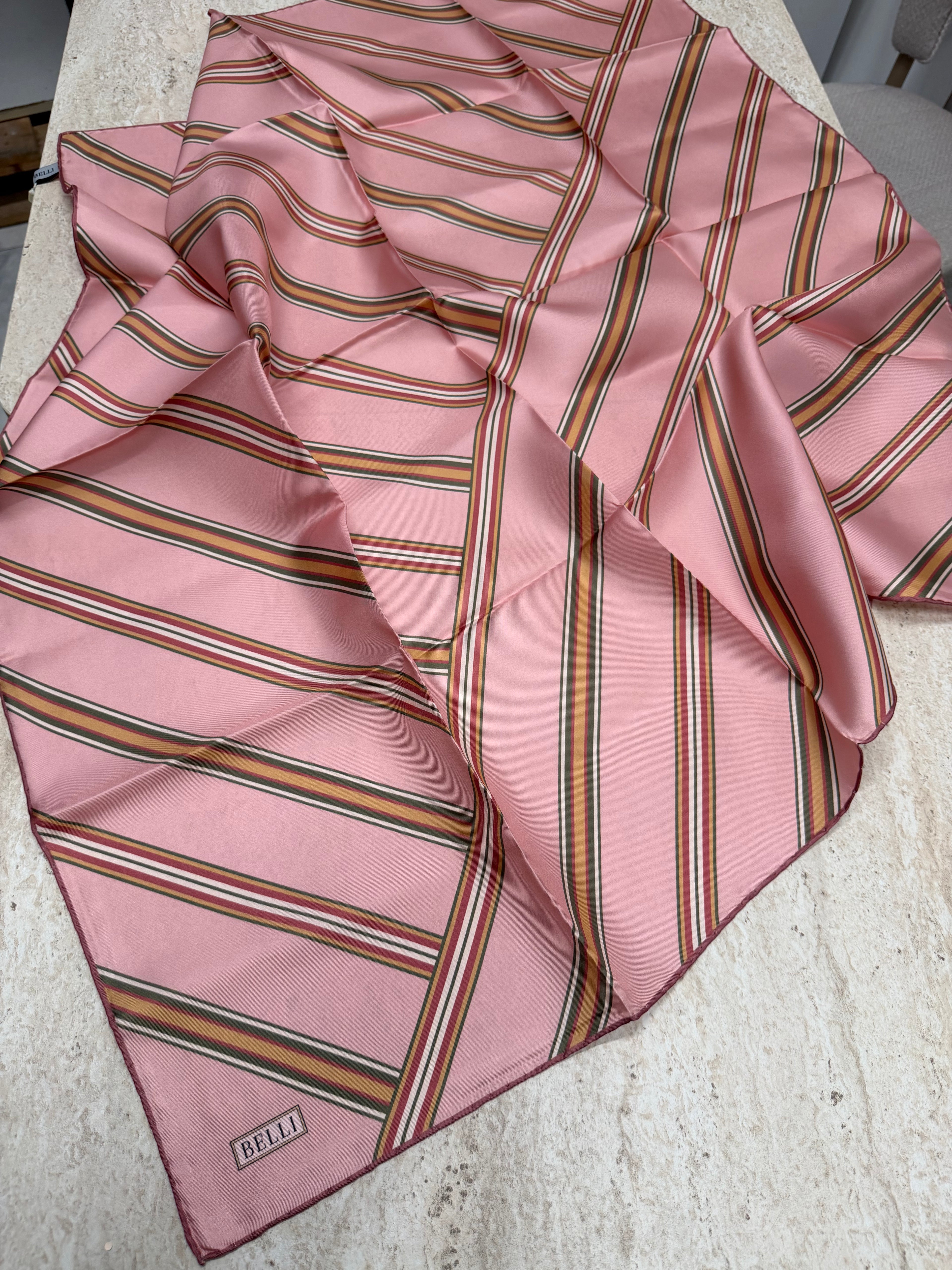Belli'27 Kış Twill İpek Eşarp Pembe