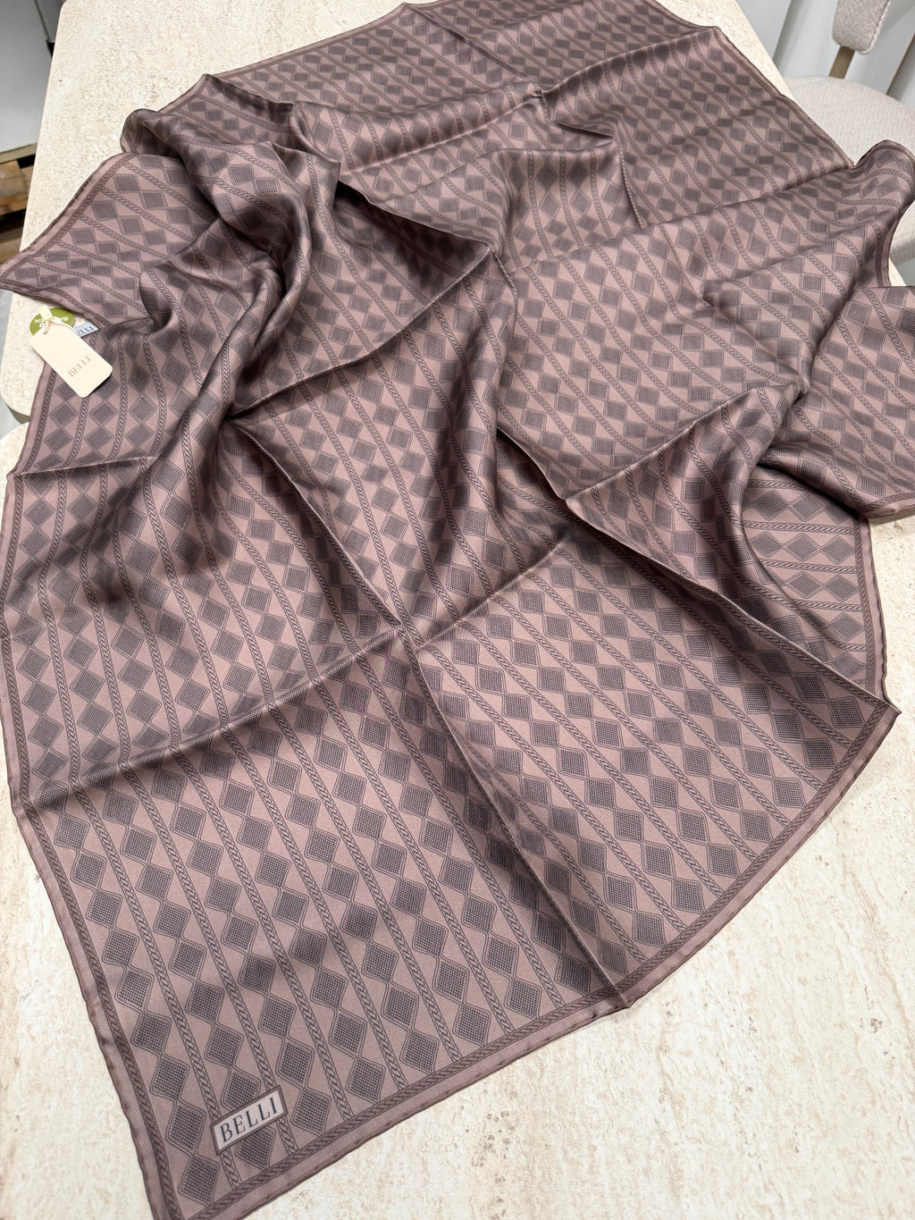 Belli'27 Kış Twill İpek Eşarp Koyu Vizon
