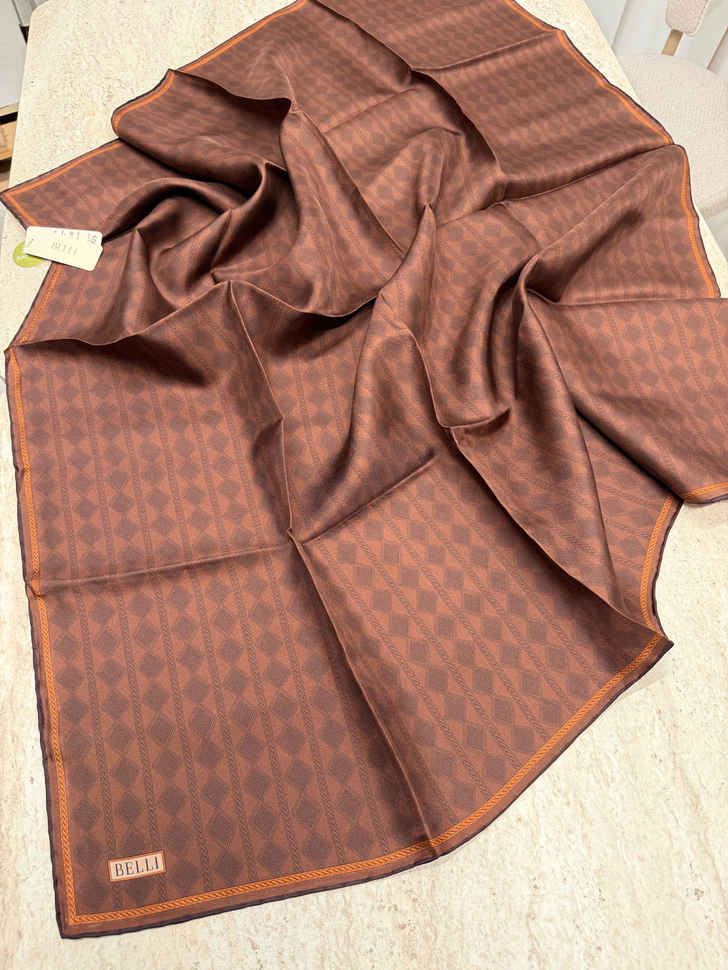 Belli'27 Kış Twill İpek Eşarp Taba