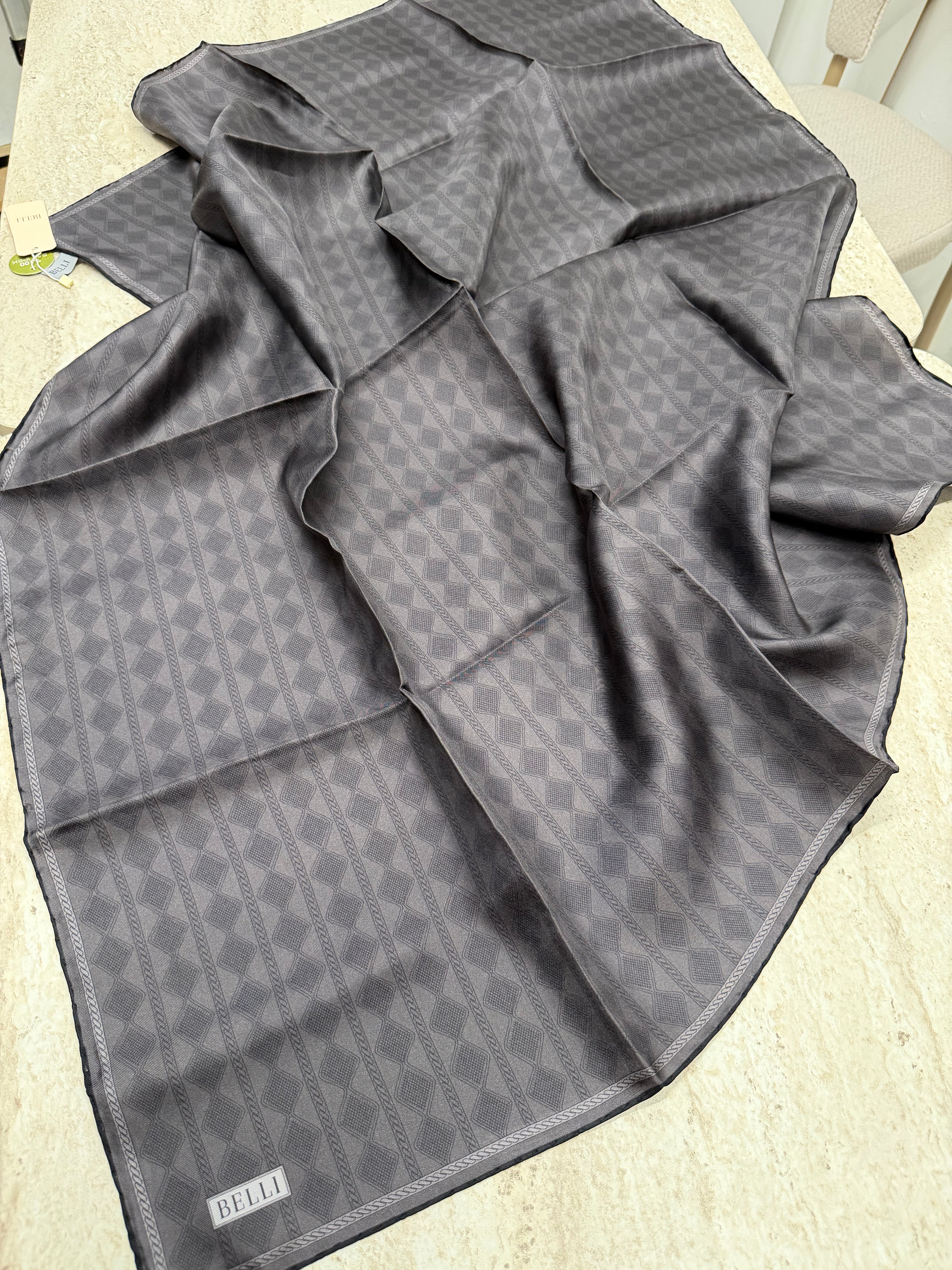 Belli'27 Kış Twill İpek Eşarp Antrasit