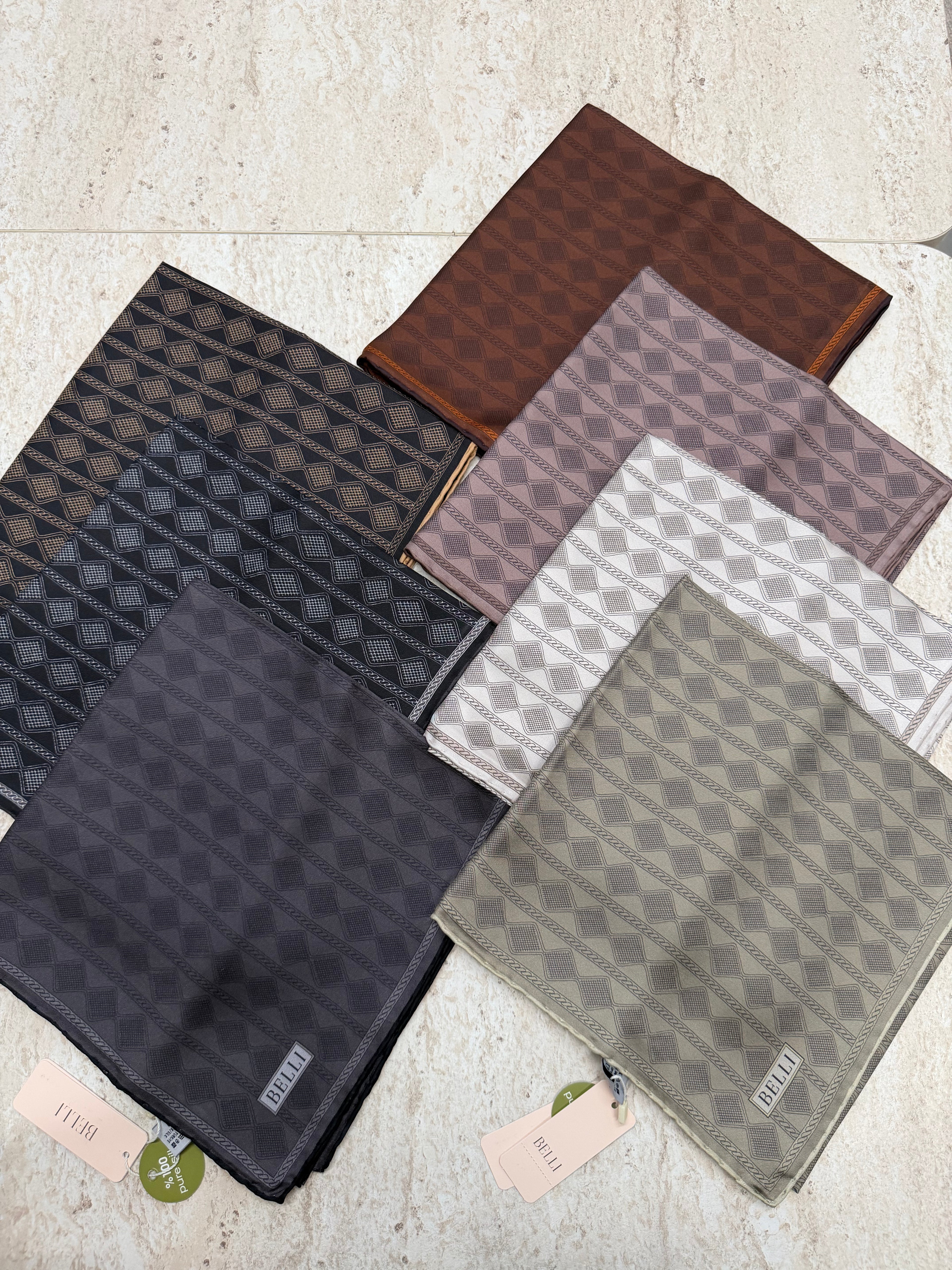Belli'27 Kış Twill İpek Eşarp Kot Mavi