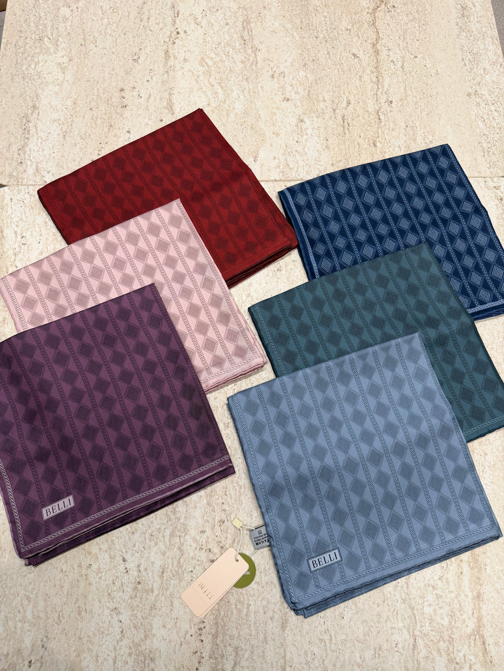 Belli'27 Kış Twill İpek Eşarp Kot Mavi