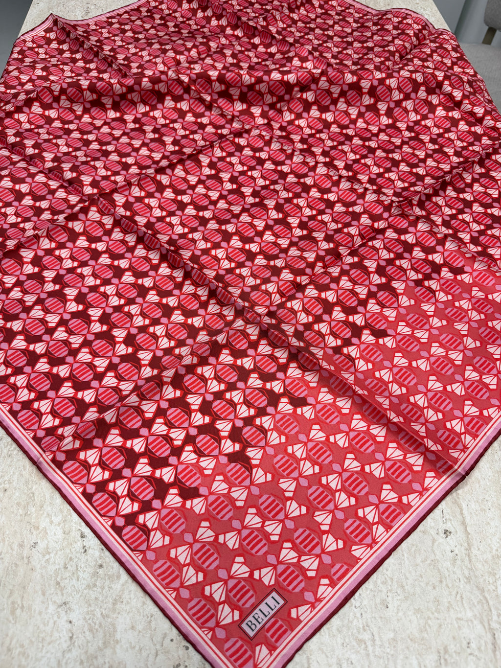 Belli'27 Kış Twill İpek Eşarp Bordo
