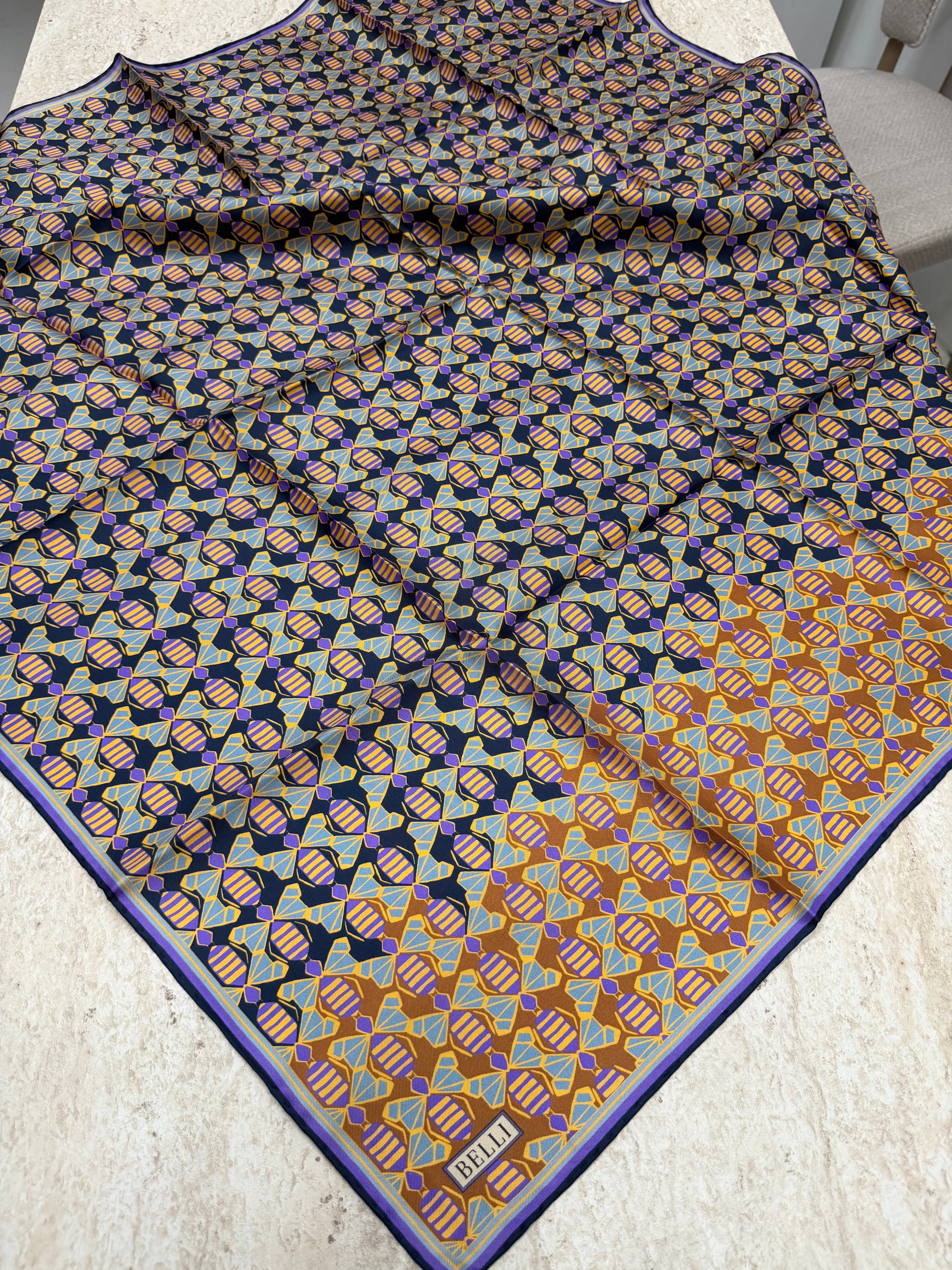 Belli'27 Kış Twill İpek Eşarp Laci-Taba