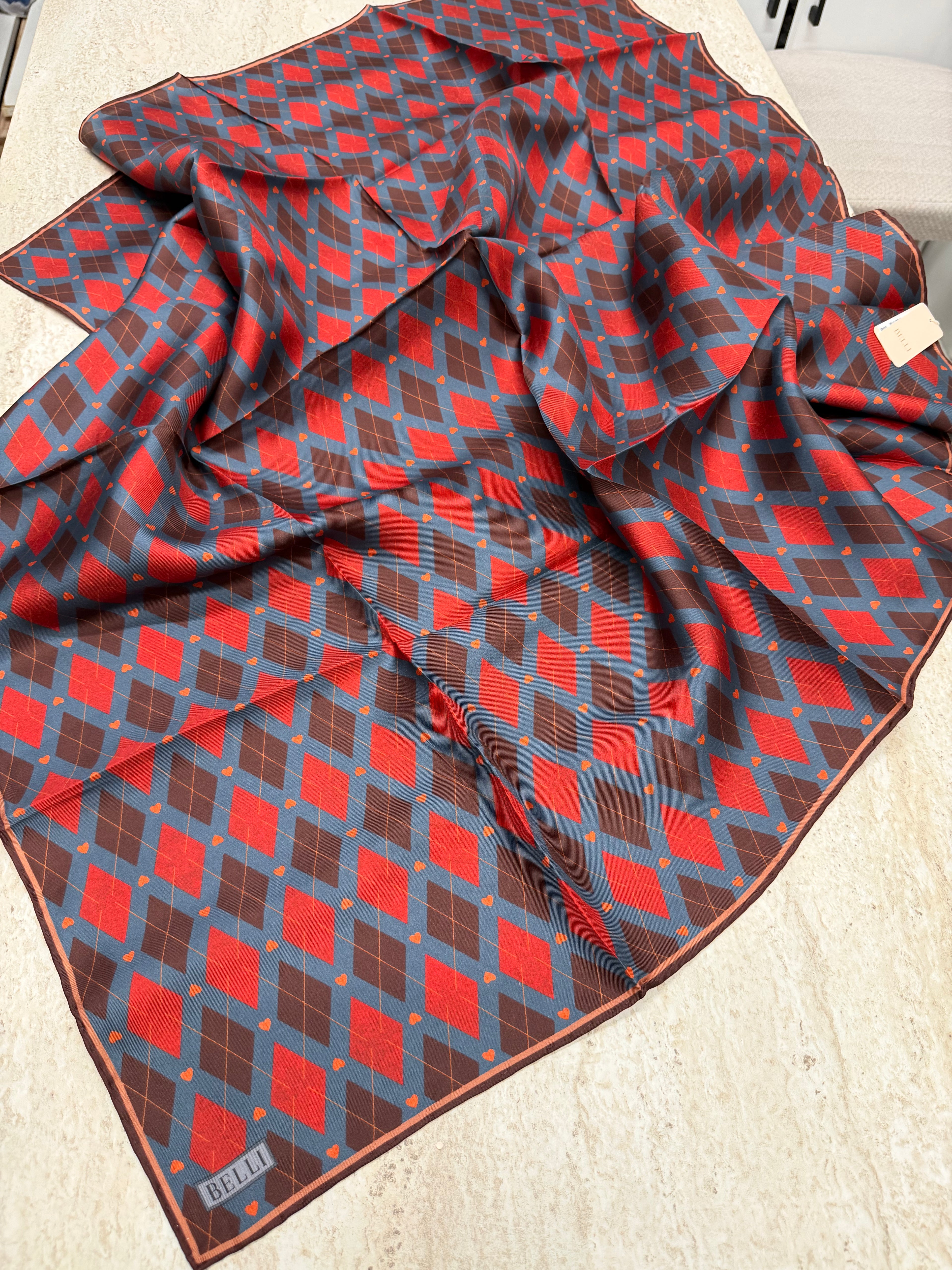 Belli '27 Kış Twill İpek Eşarp Kahve