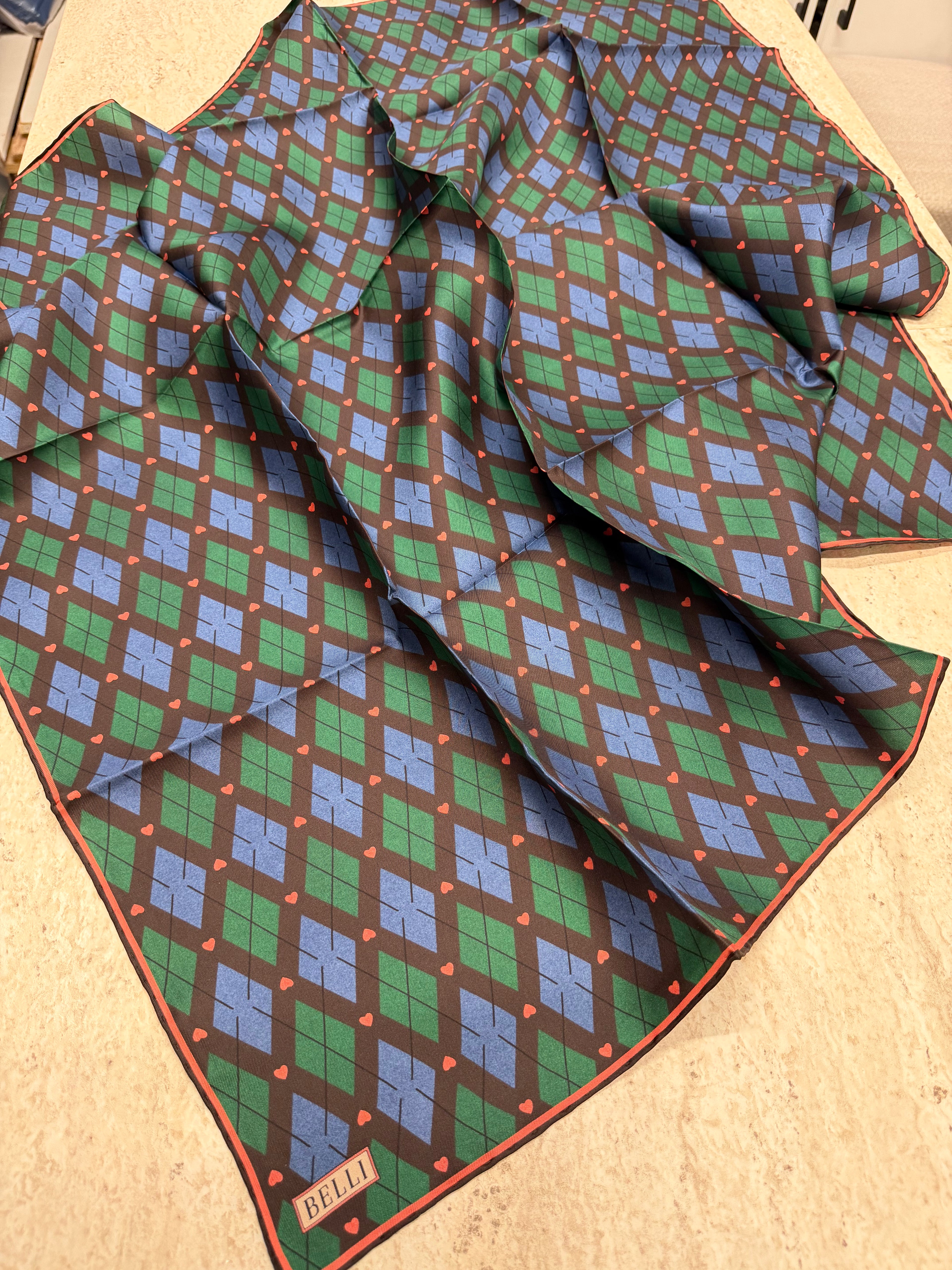 Belli '27 Kış Twill İpek Eşarp Yeşil
