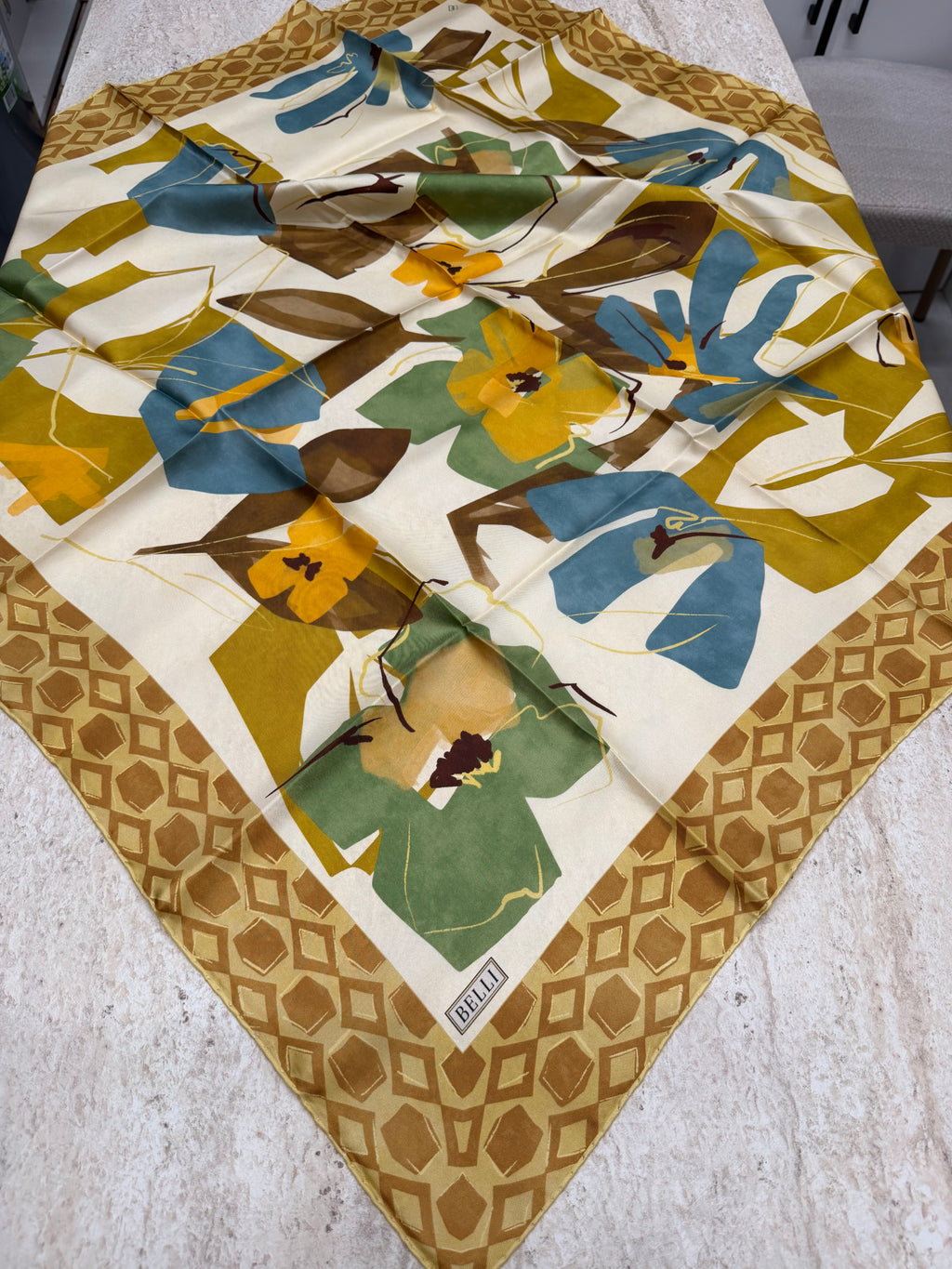 Belli '27 Kış Twill İpek Eşarp Gold