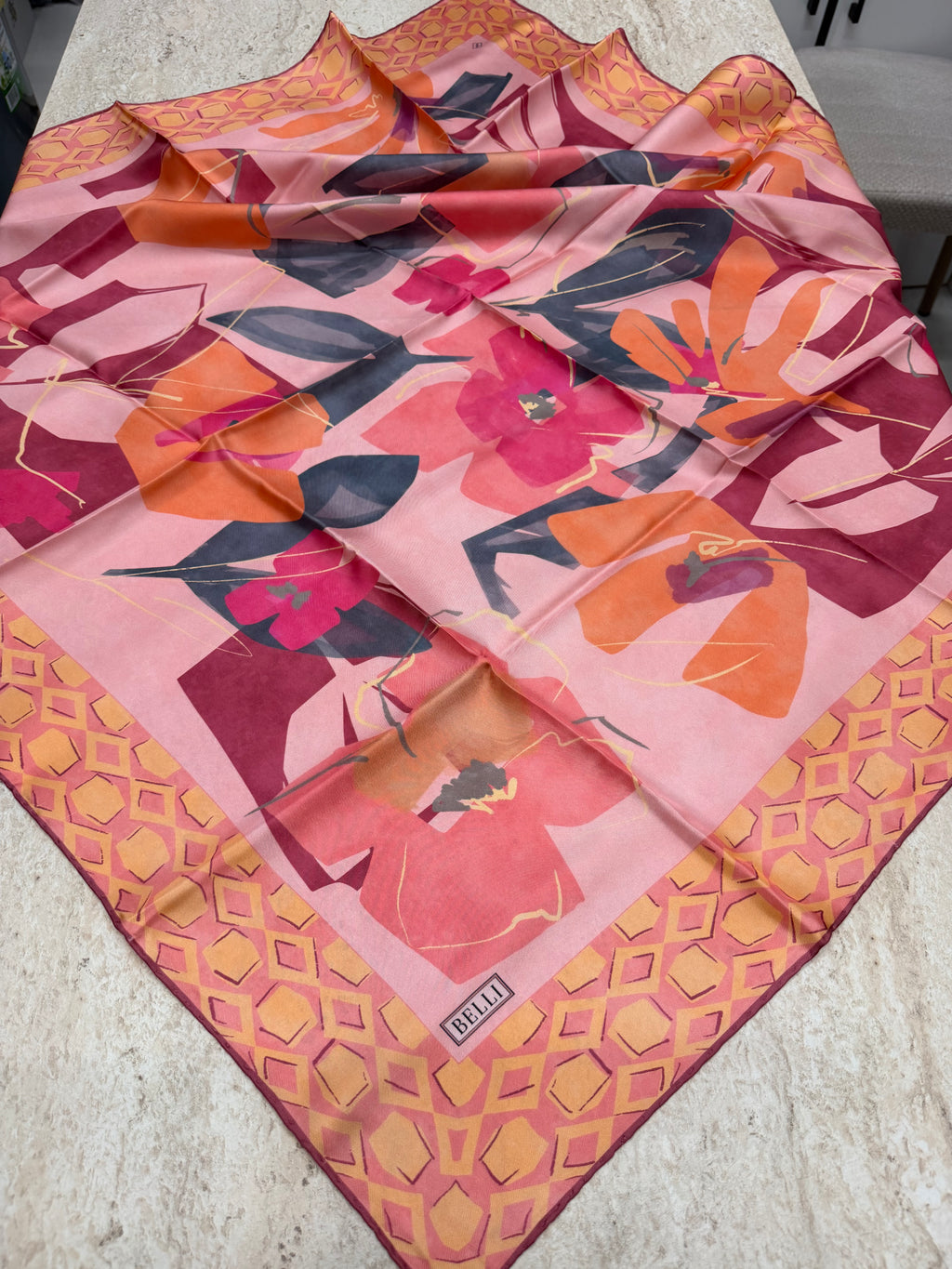 Belli '27 Kış Twill İpek Eşarp Pembe