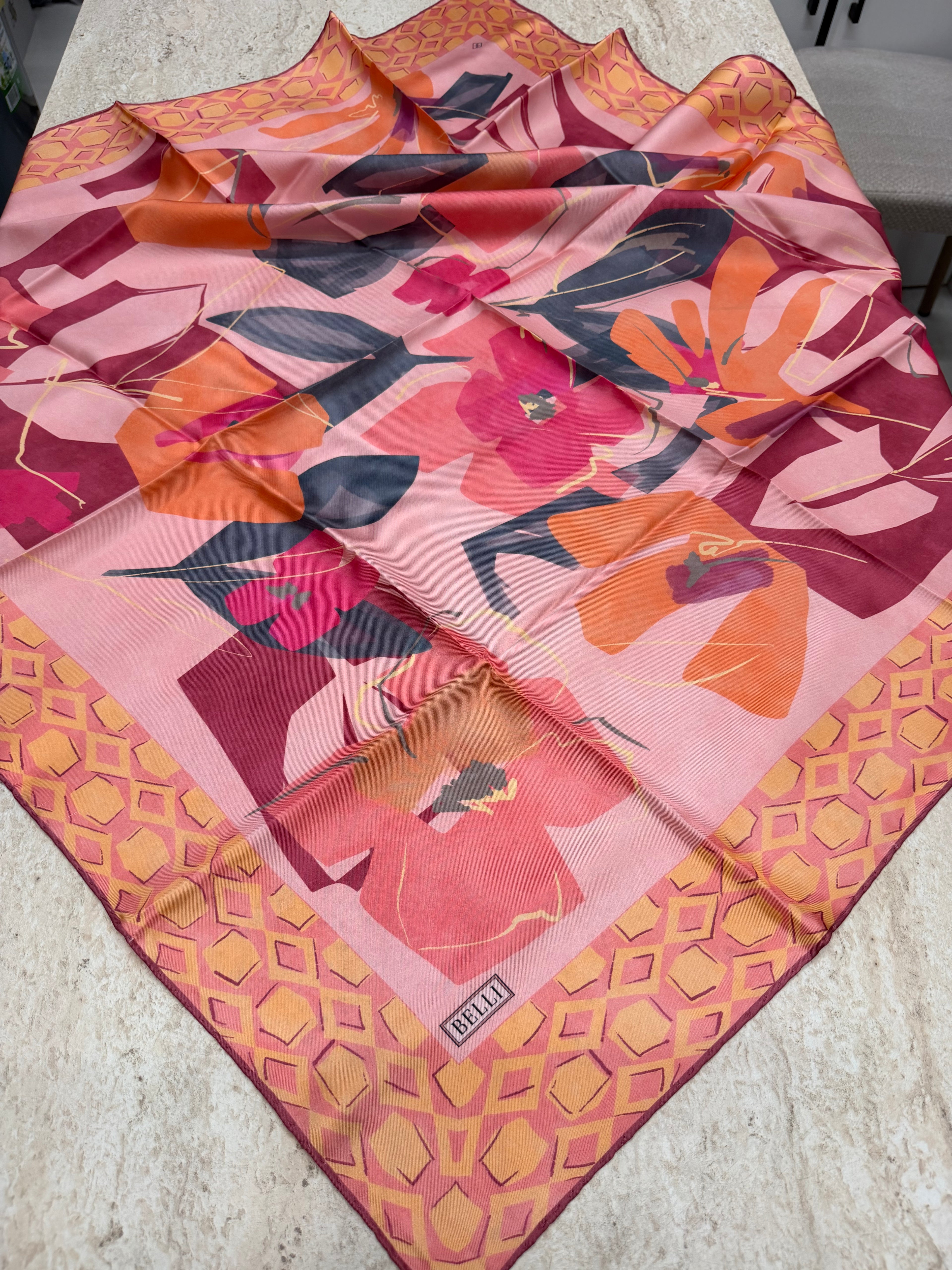 Belli '27 Kış Twill İpek Eşarp Pembe