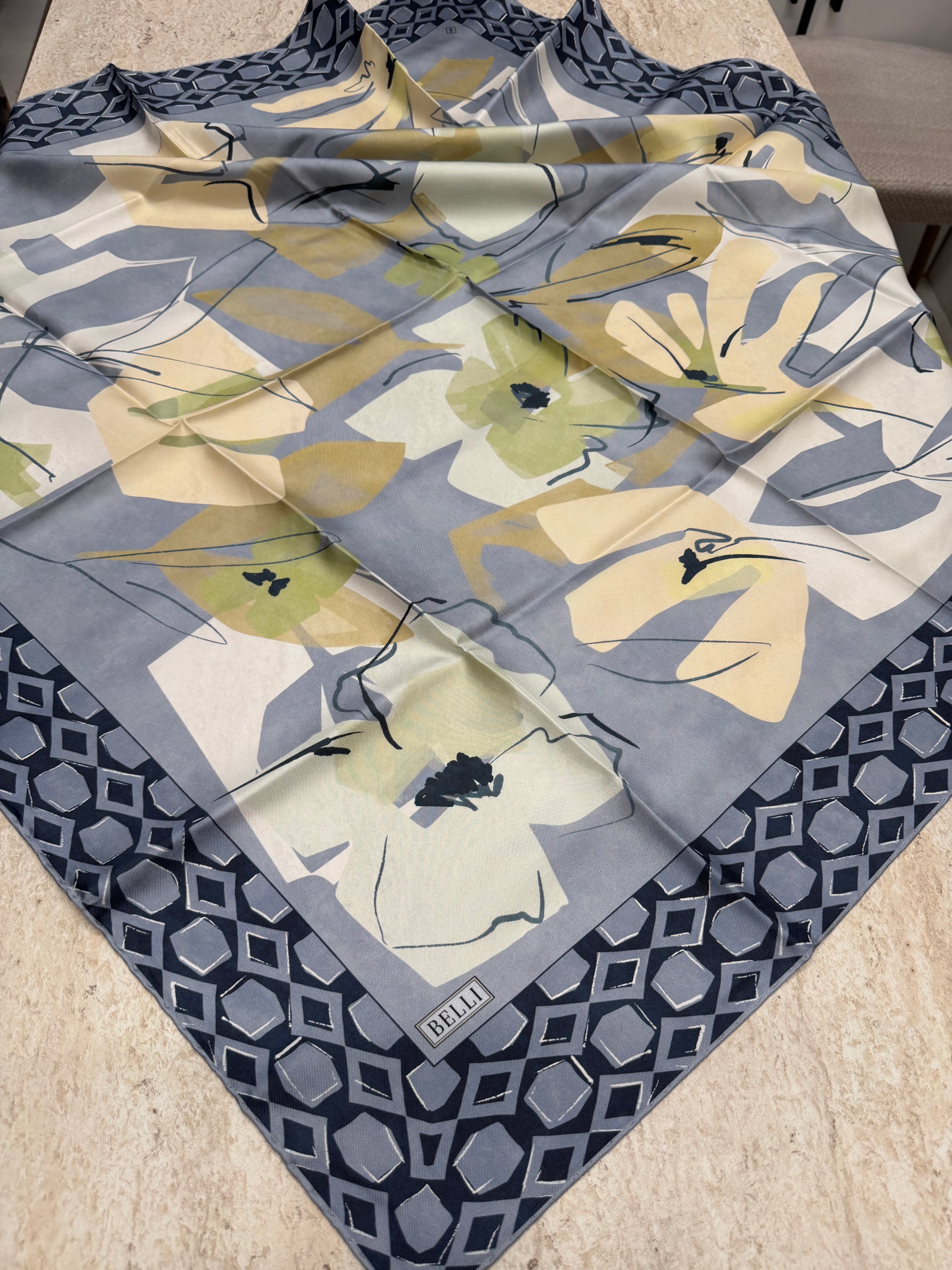 Belli '27 Kış Twill İpek Eşarp Açık Mavi