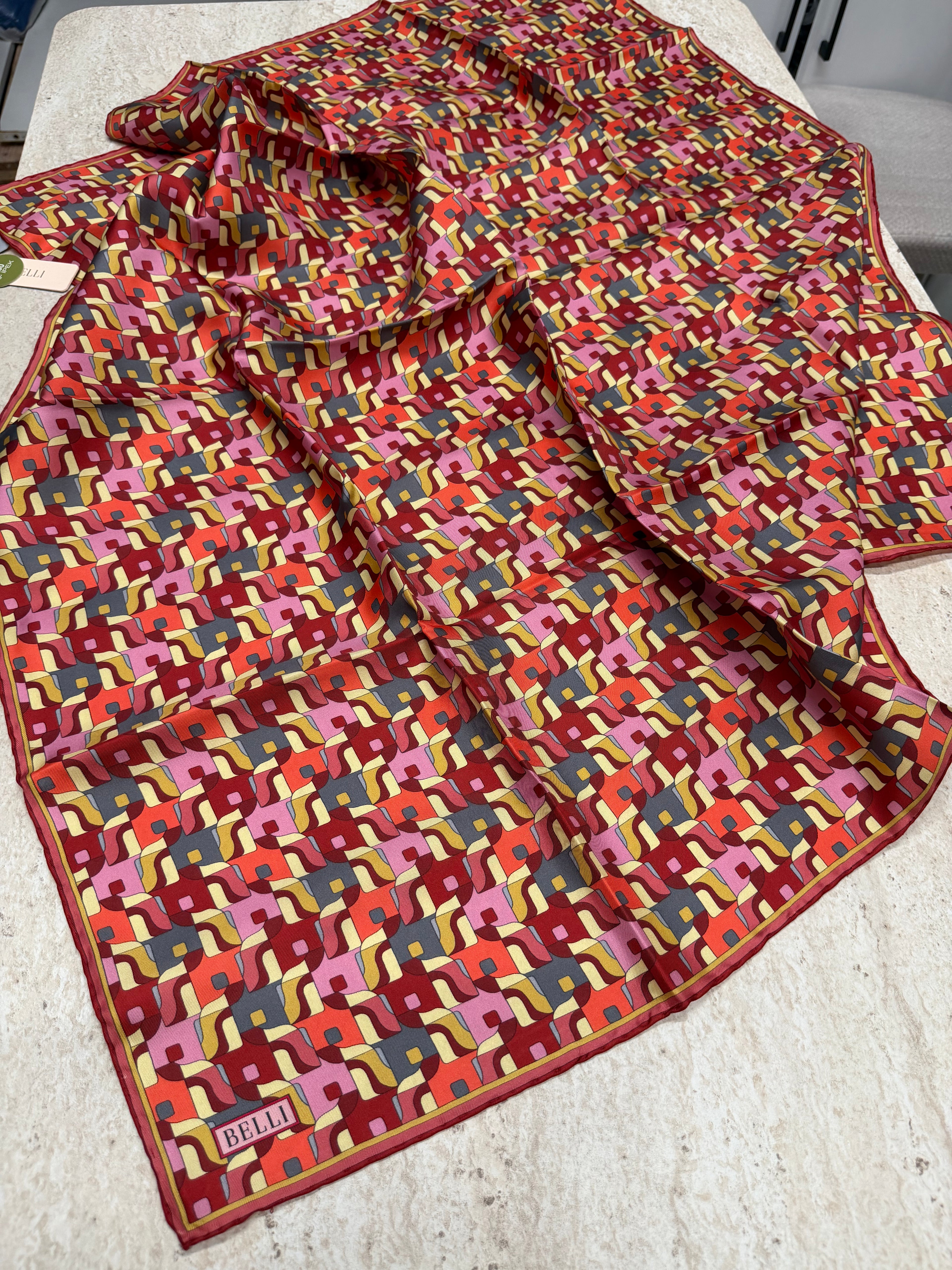 Belli'27 Kış Twill İpek Eşarp Vişne