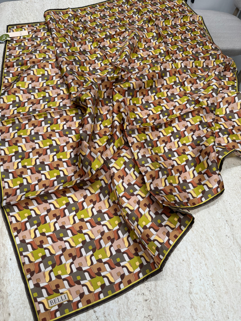 Belli'27 Kış Twill İpek Eşarp Yağ Yeşili