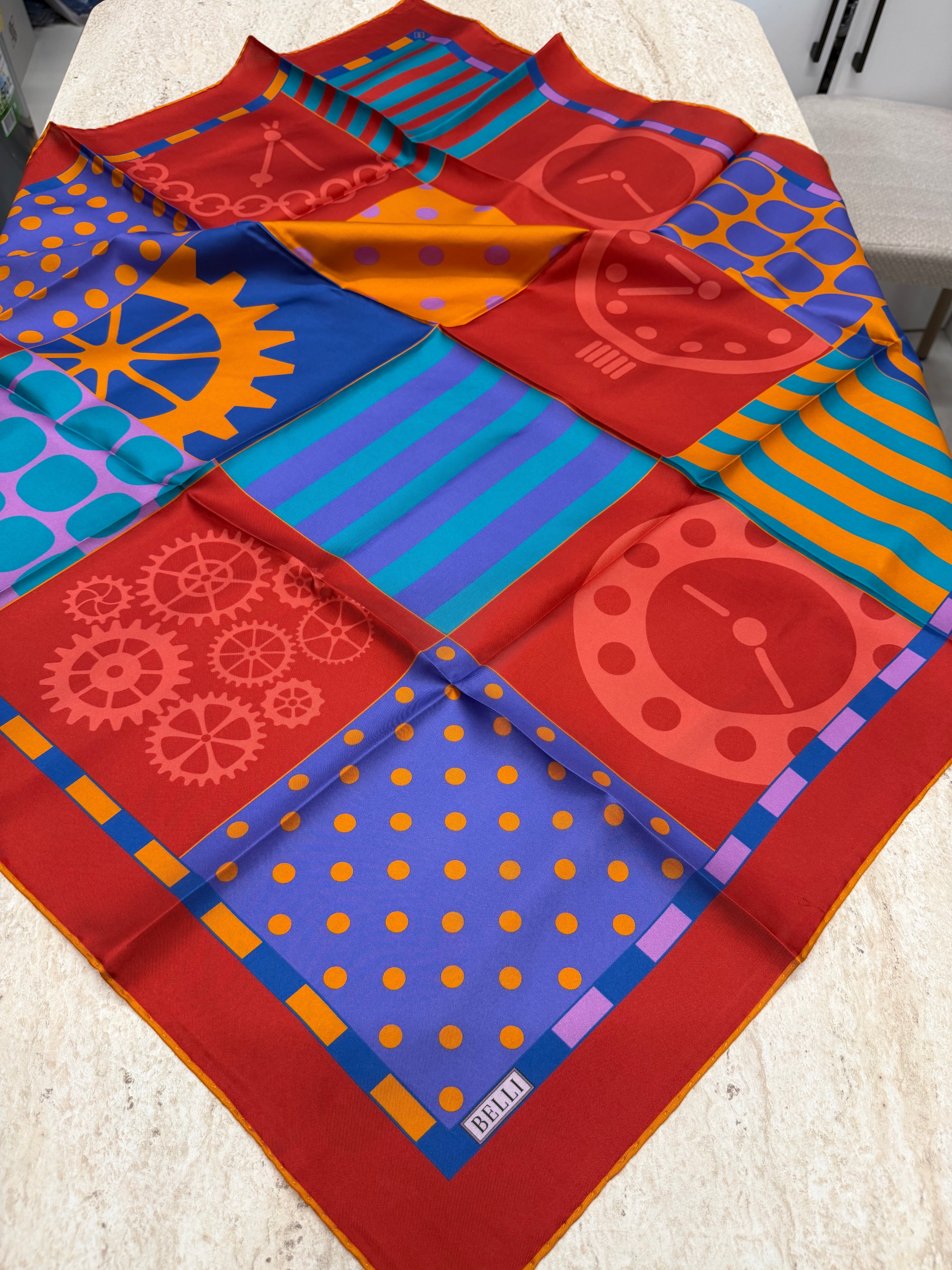 Belli'27 Kış Twill İpek Eşarp Nar Çiçeği