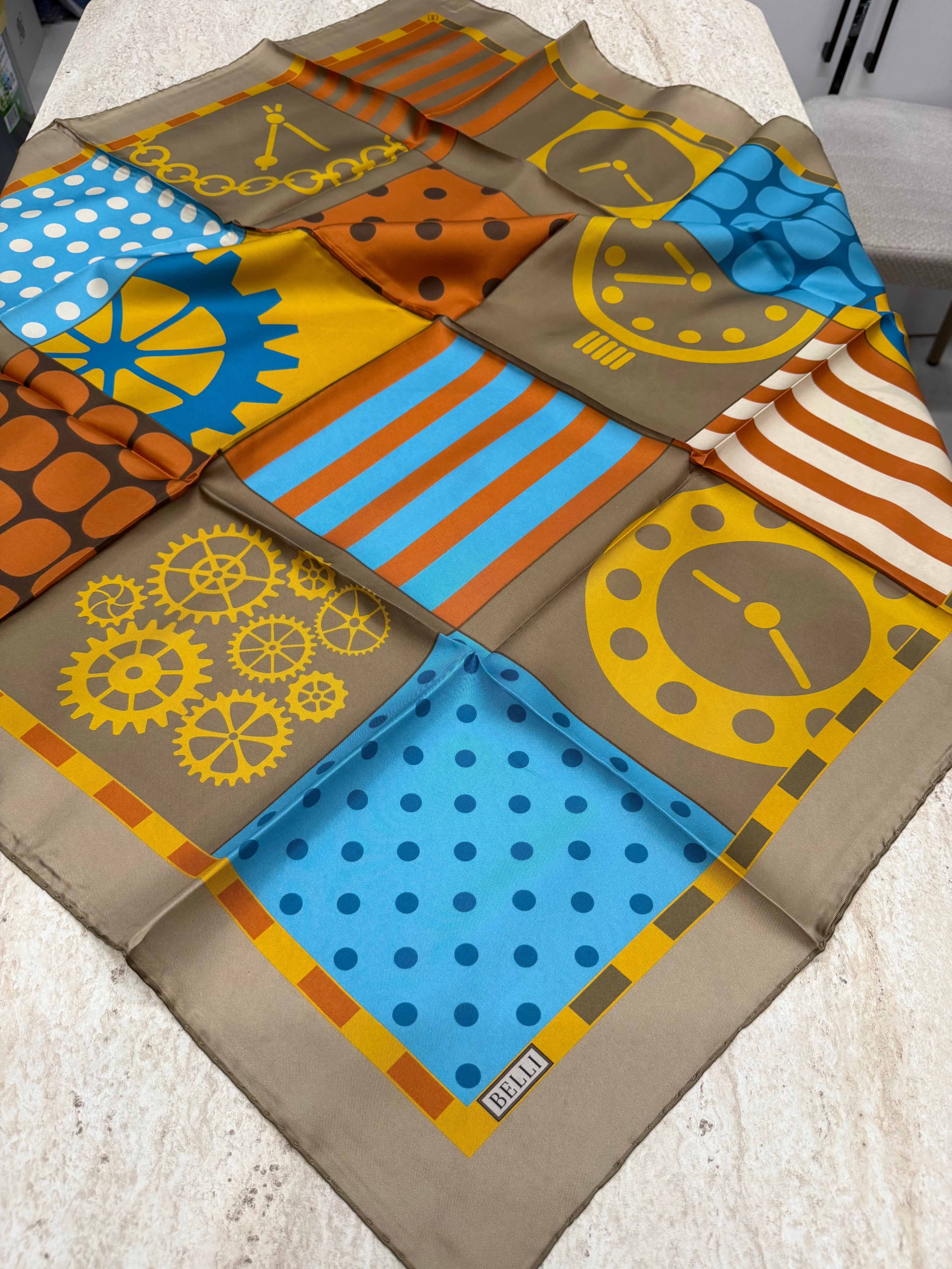 Belli'27 Kış Twill İpek Eşarp Açık Haki