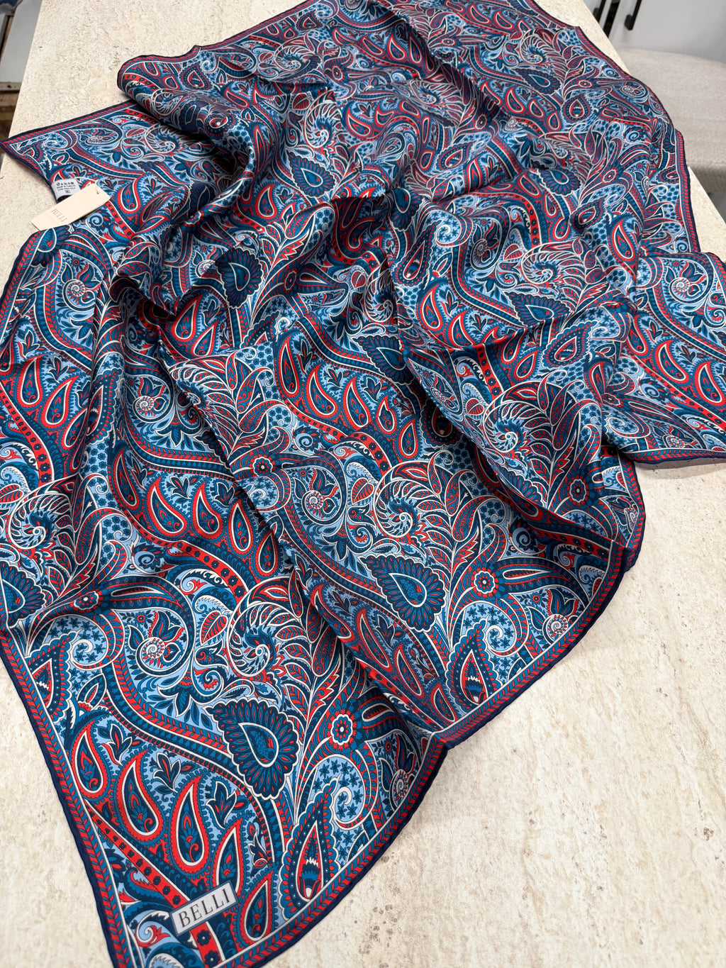 Belli '27 Kış Twill İpek Eşarp Kot Mavi