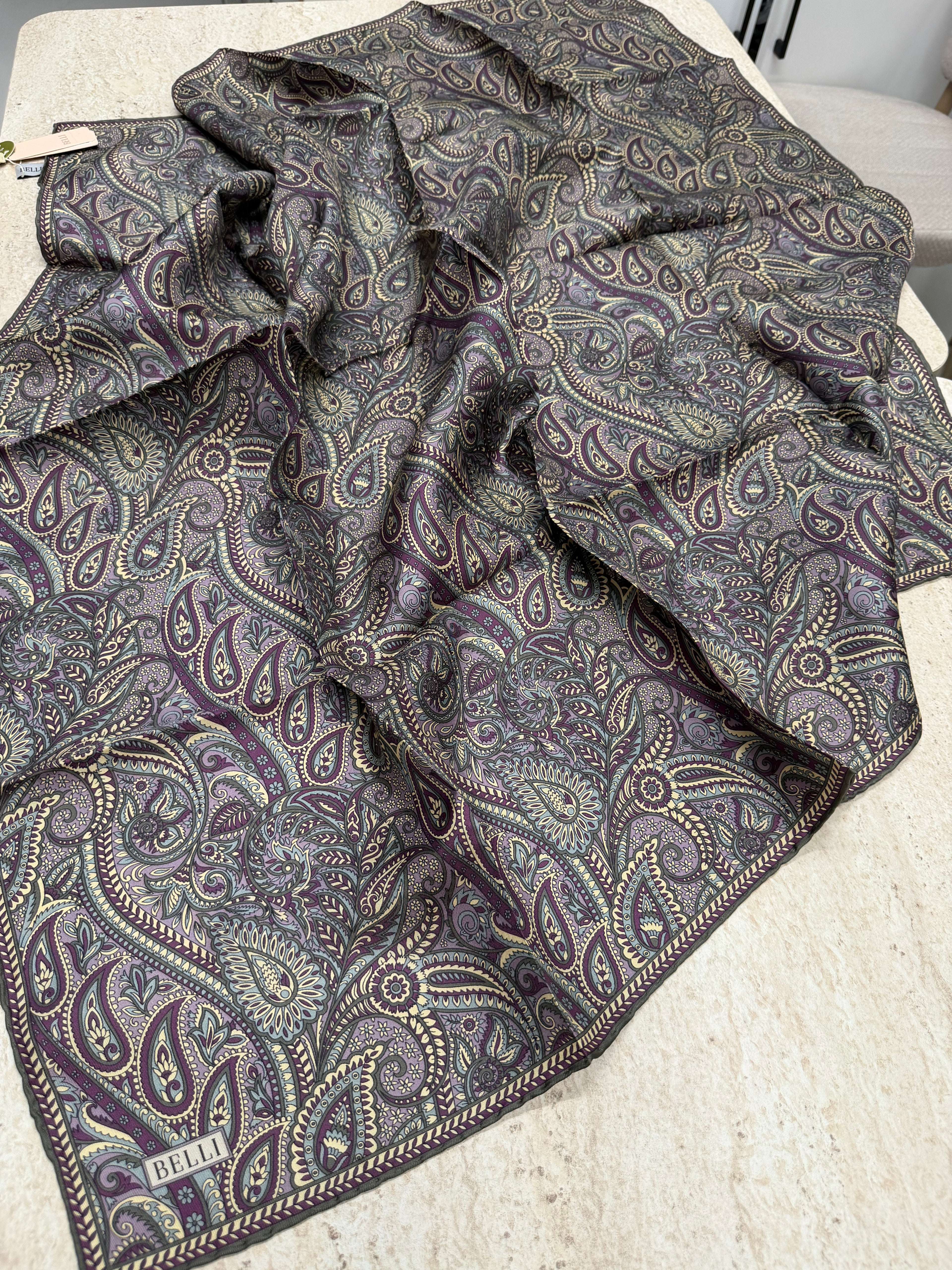 Belli '27 Kış Twill İpek Eşarp Lila
