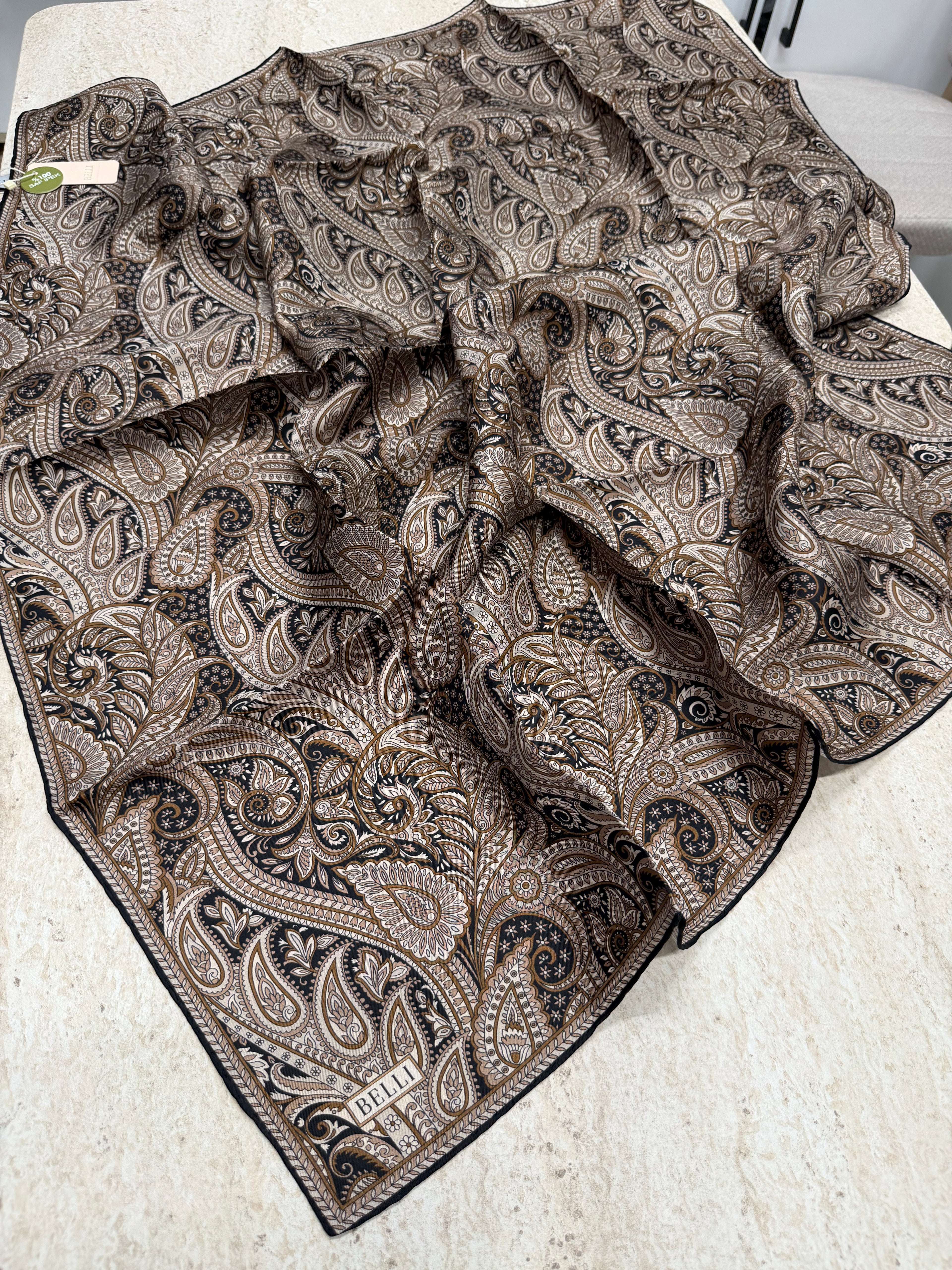 Belli '27 Kış Twill İpek Eşarp Kahve
