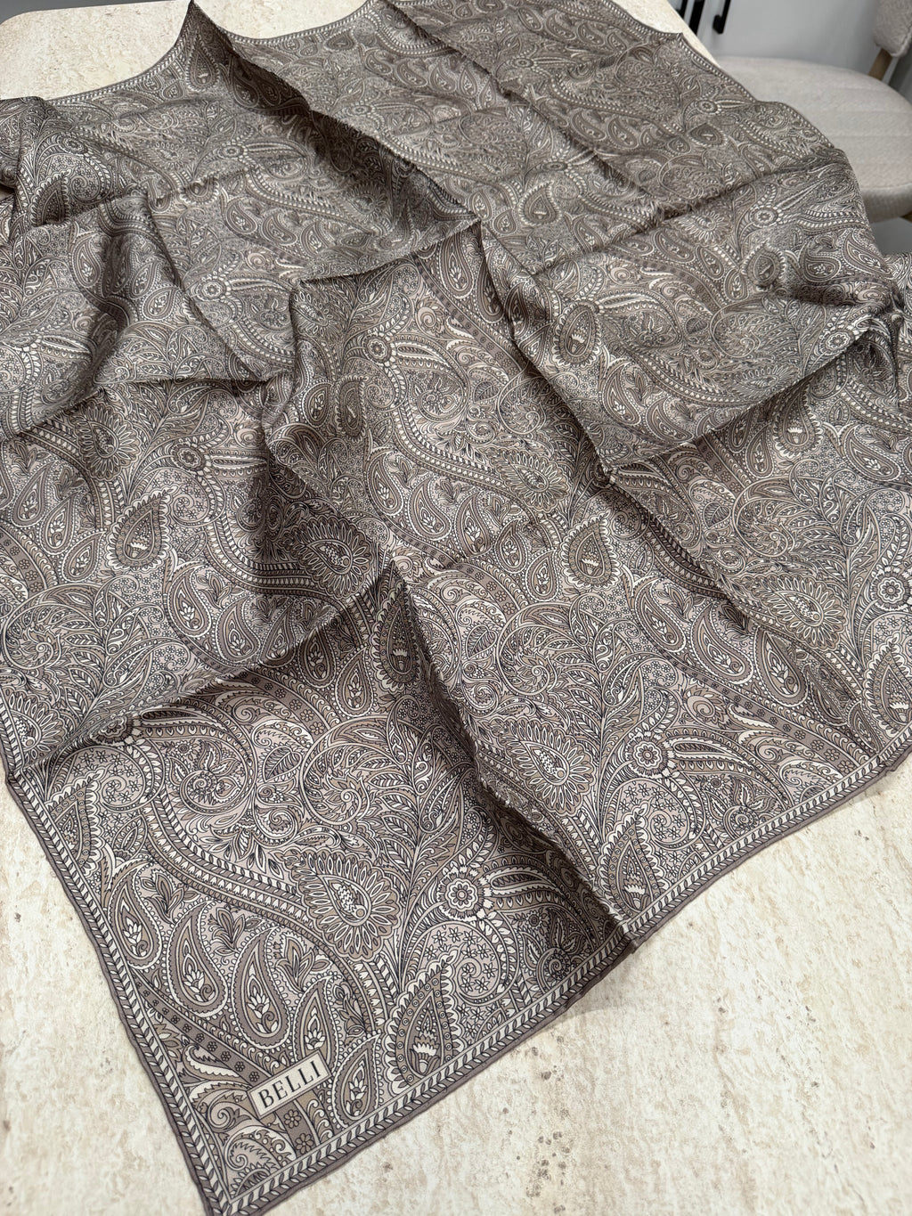 Belli '27 Kış Twill İpek Eşarp Bej