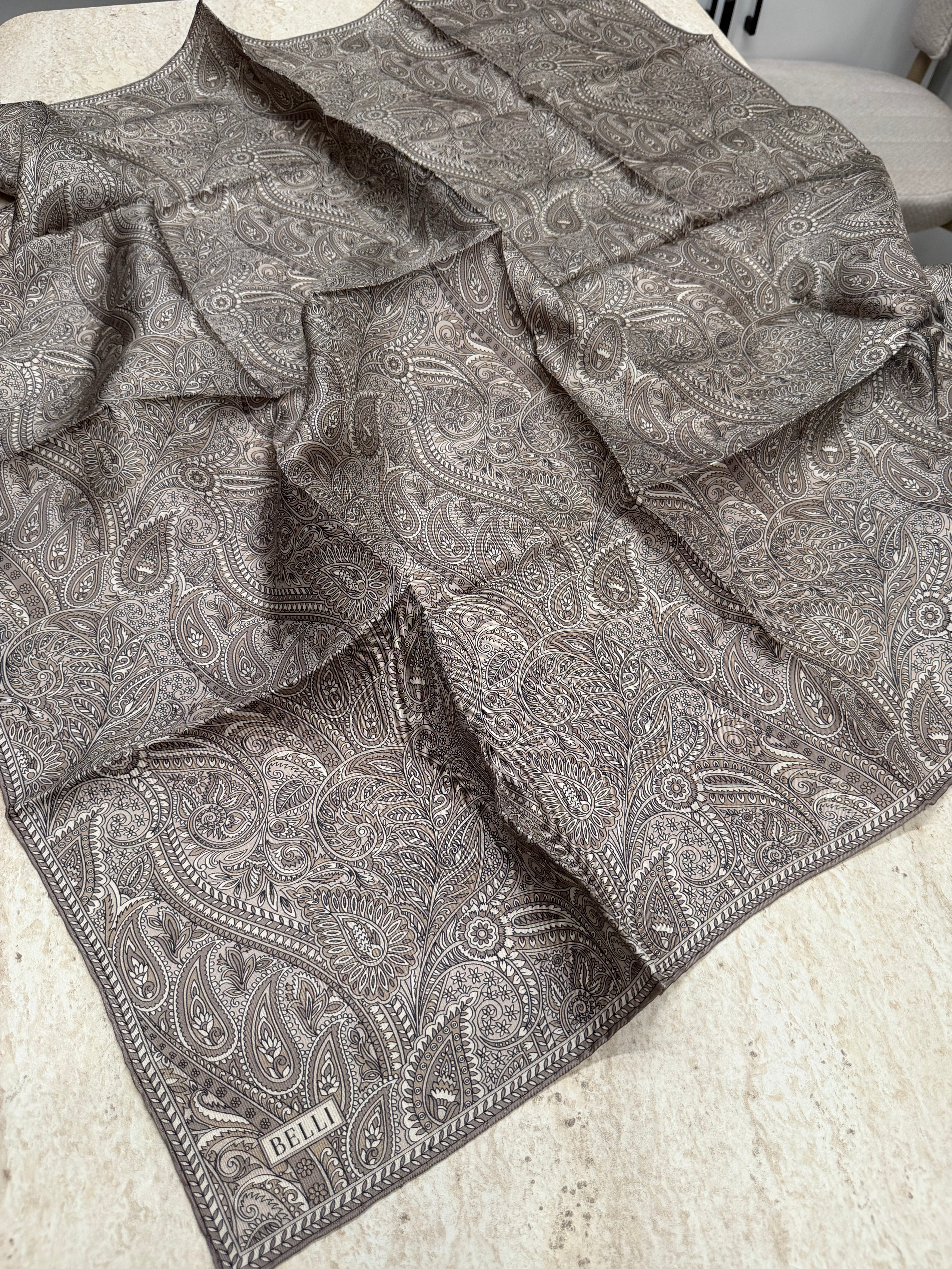 Belli '27 Kış Twill İpek Eşarp Bej