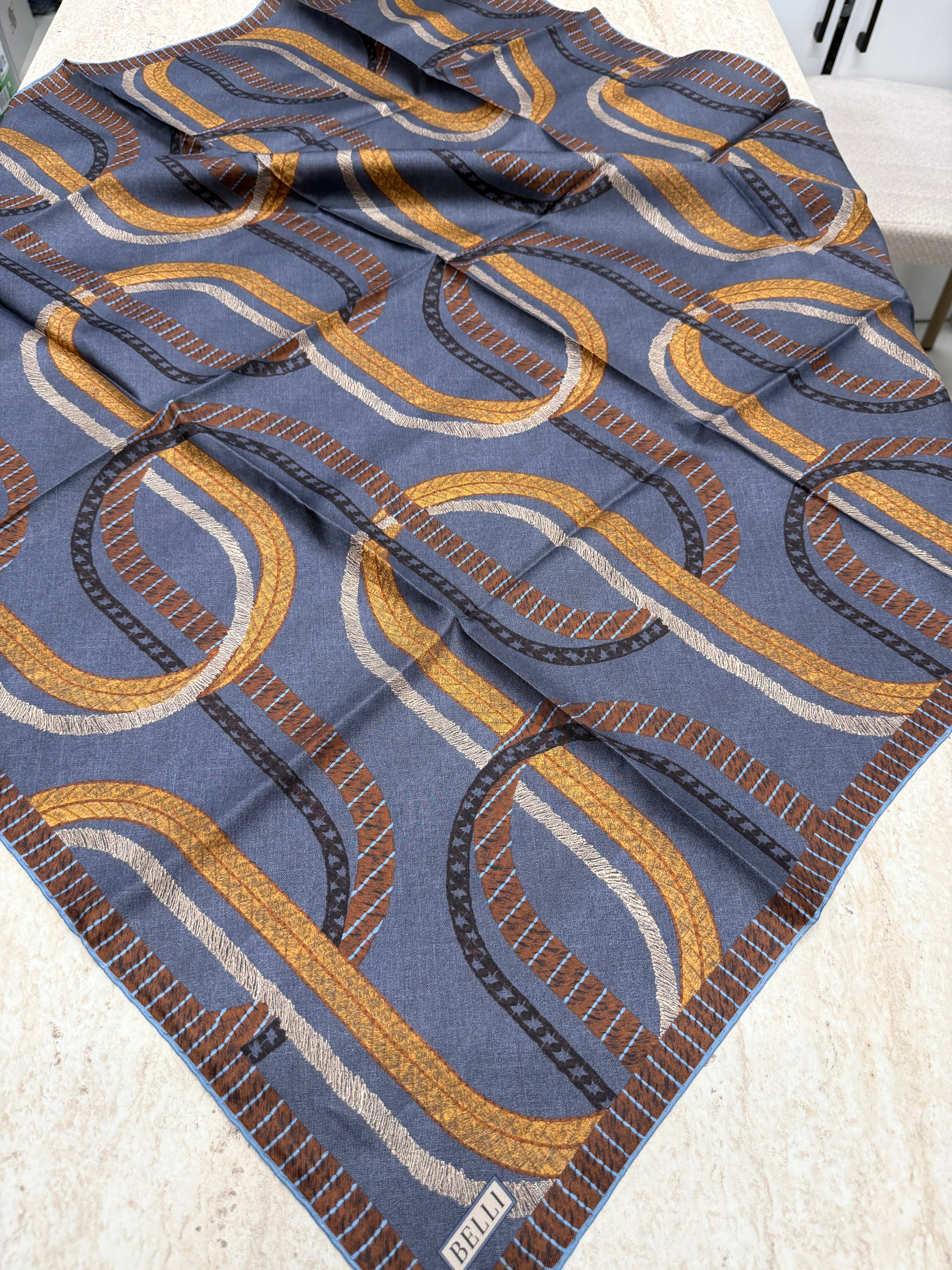 Belli '27 Kış Twill İpek Eşarp İndigo