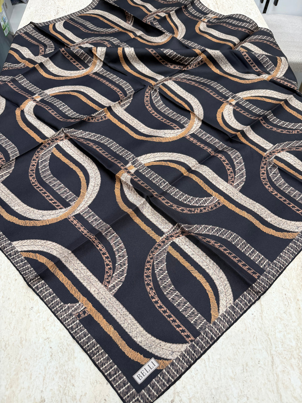 Belli '27 Kış Twill İpek Eşarp Siyah
